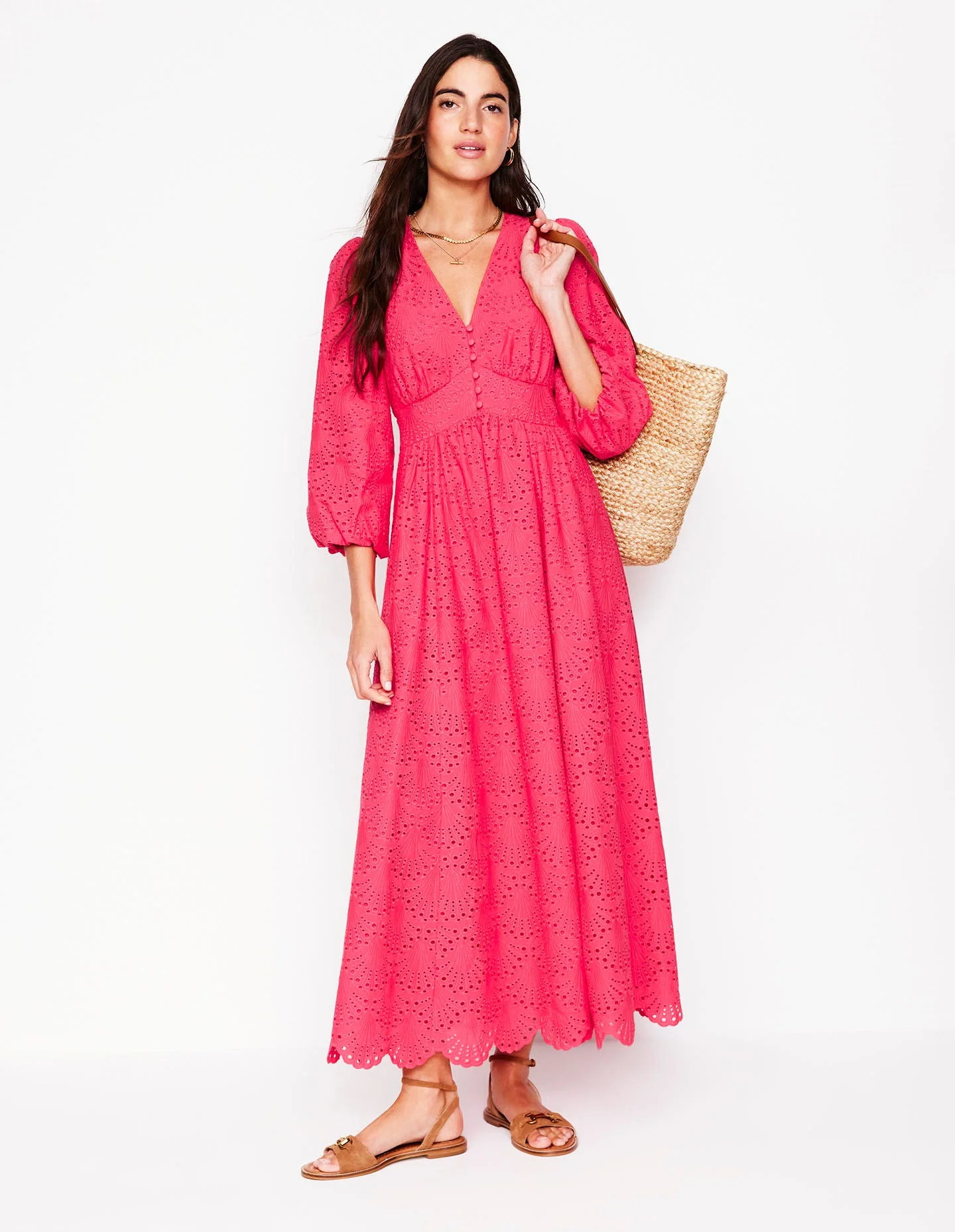 Lola Broderie Maxi Dress-Camelia Pink - Image 6
