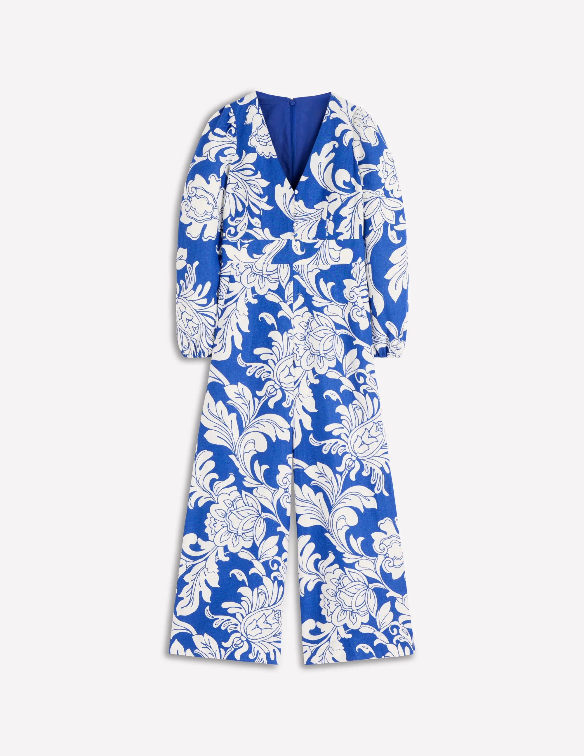 Lola Linen Jumpsuit-Blue Botanical Flourish Mono - Image 5