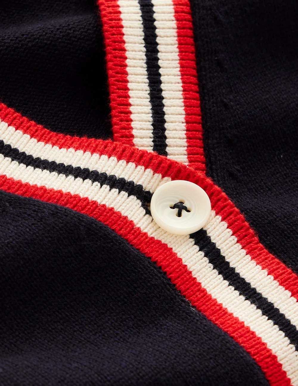 Long Cotton V-neck Cardigan-Navy - Image 6