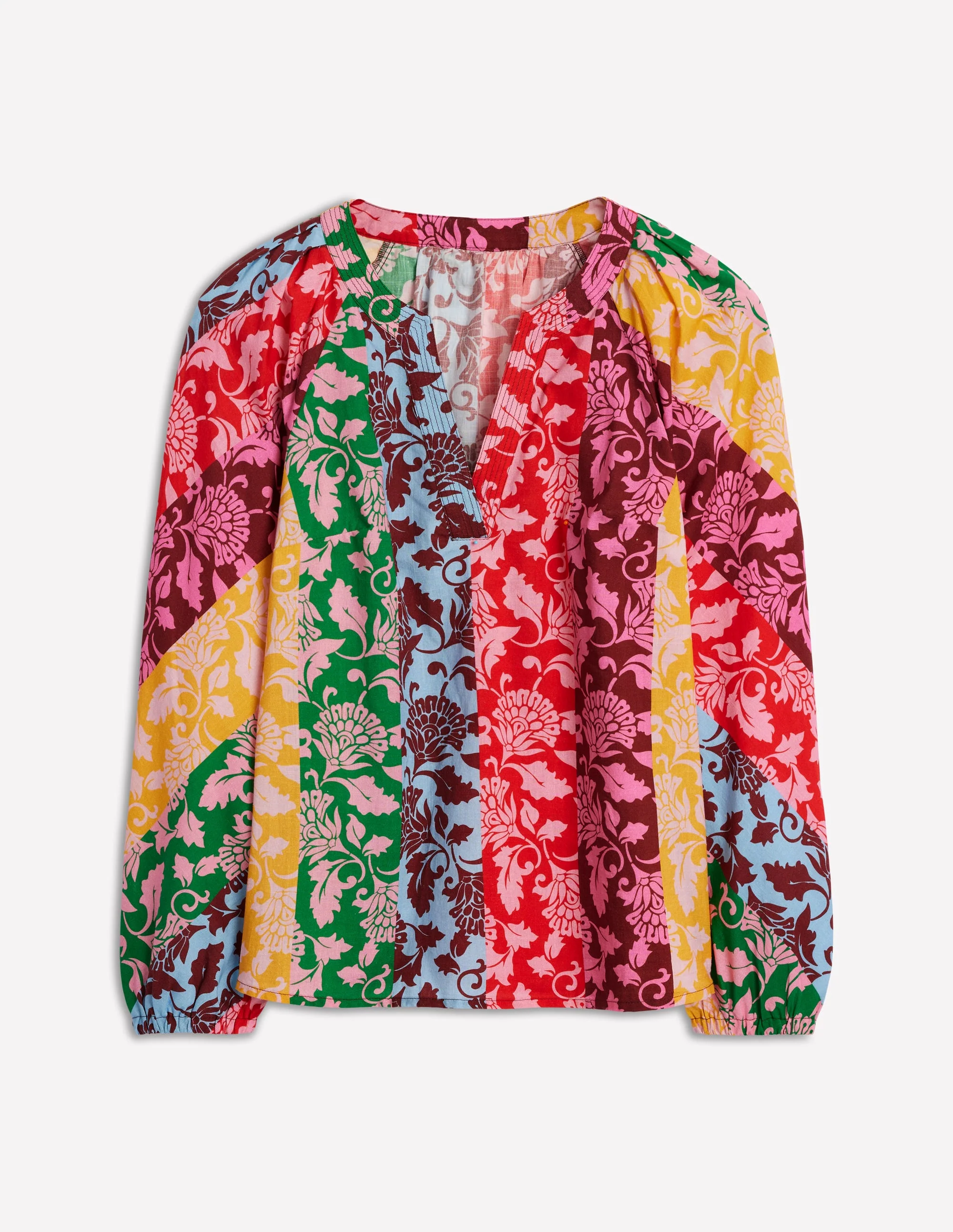 Long Sleeve Notch Top-Multi, Ornate Vine - Image 7