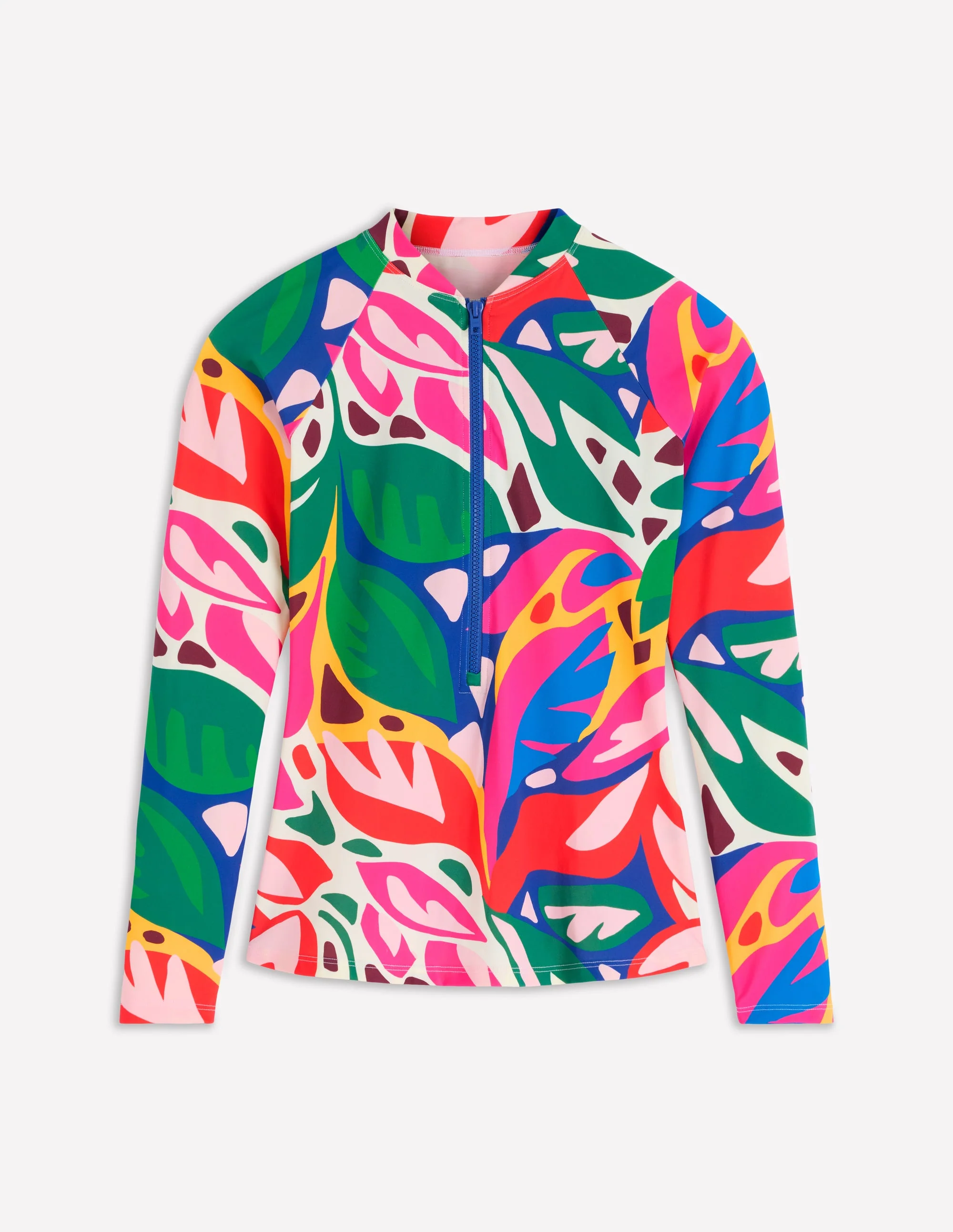 Long Sleeve Rash Guard Top-Multi, Leafy Cascade - Image 5