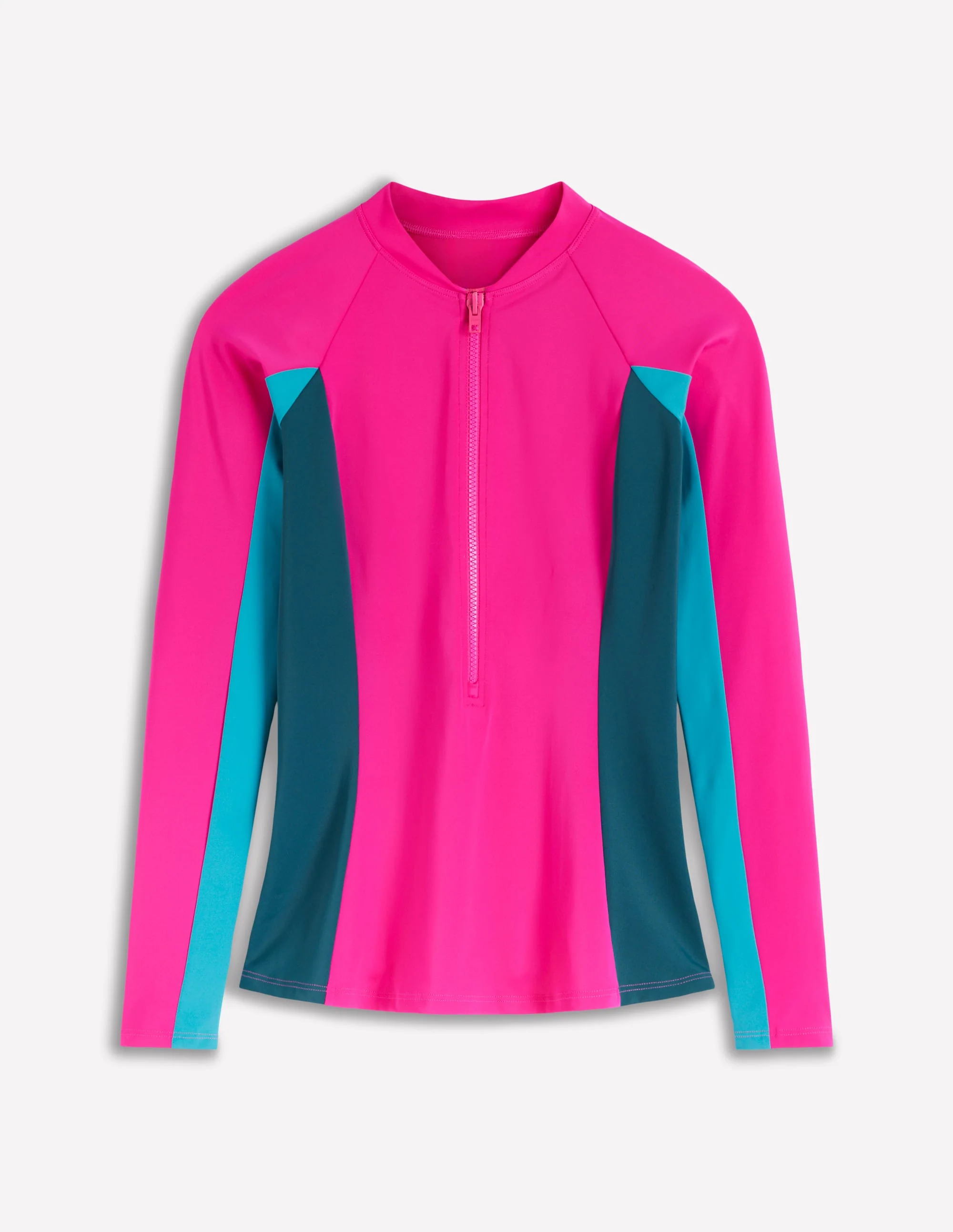 Long Sleeve Rash Guard Top-Pink Colourblock - Image 5