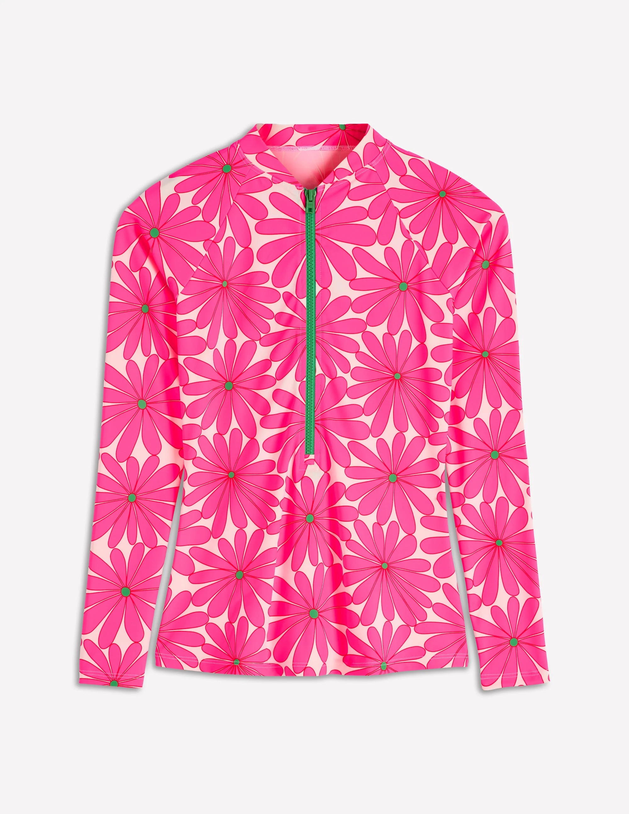Long Sleeve Rash Guard Top-Sangria Sunset, Daisy Blossom - Image 4