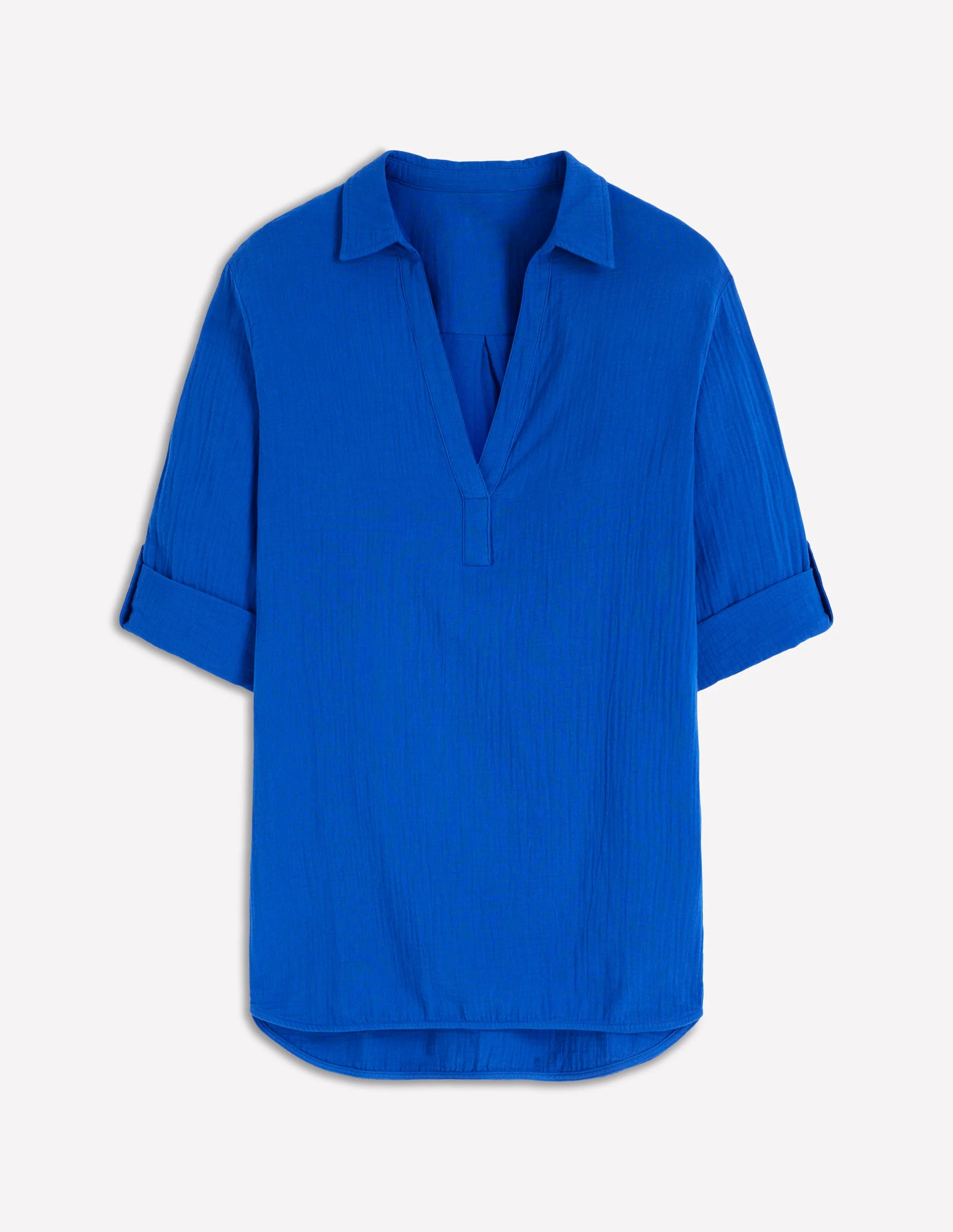 Longline Double Cloth Shirt-Bright Blue - Image 6