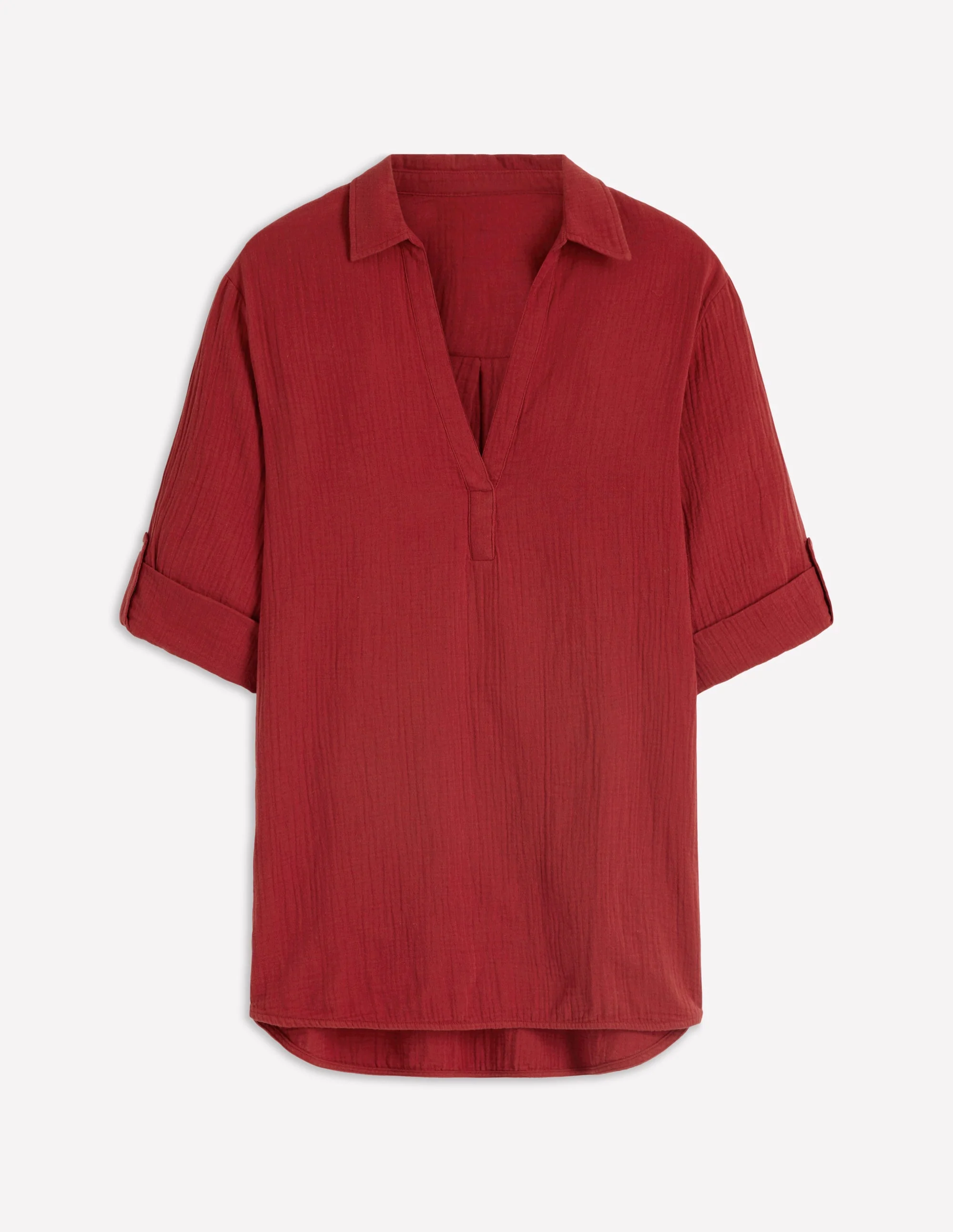 Longline Double Cloth Shirt-Kiln Orange - Image 5