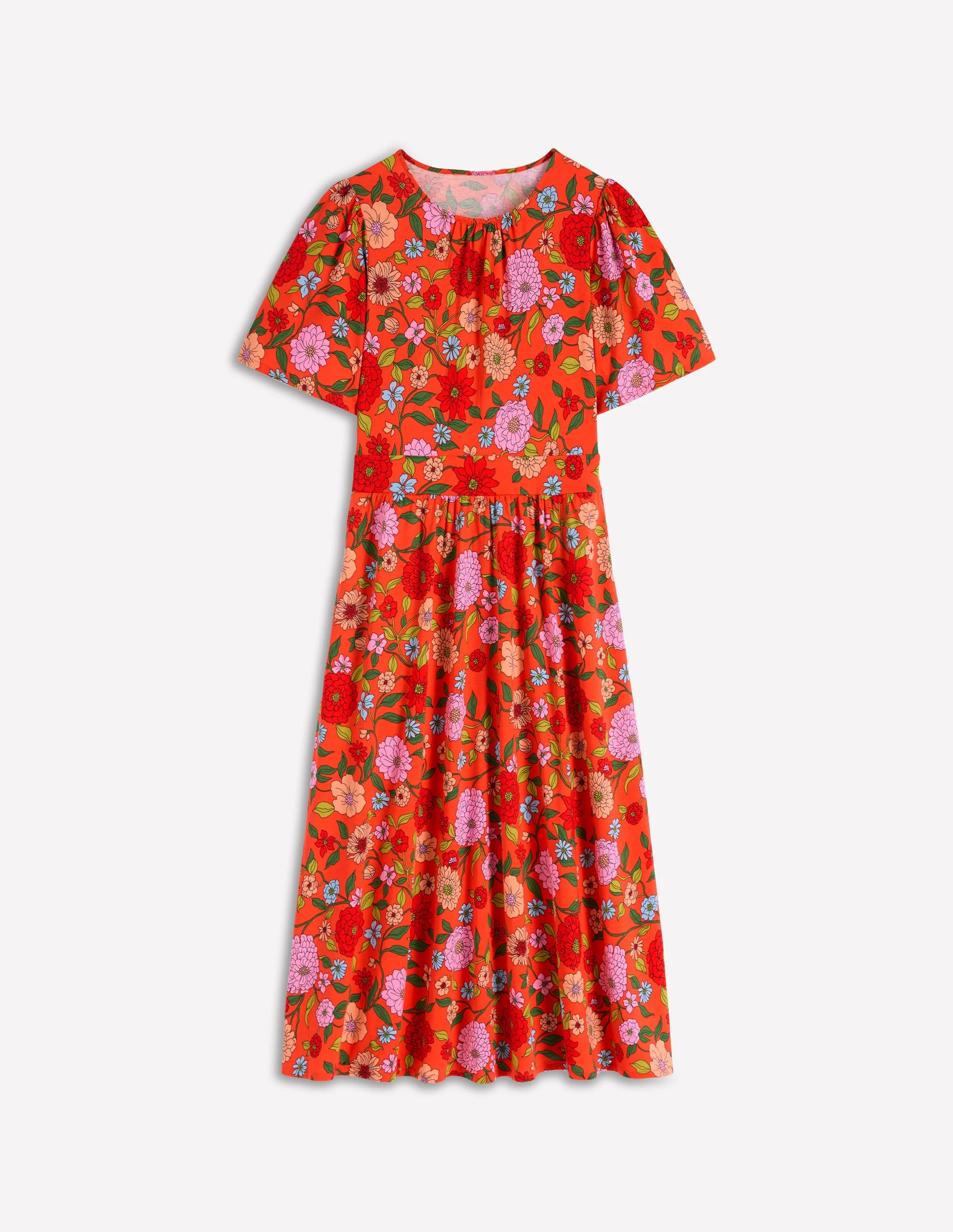 Louisa Jersey Midi Dress-Firecracker Red, Dahlia Trail - Image 7