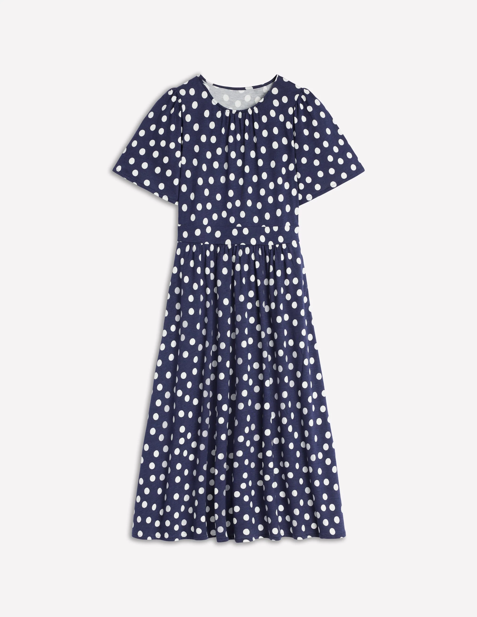 Louisa Jersey Midi Dress-French Navy, Painted Dot - Image 6