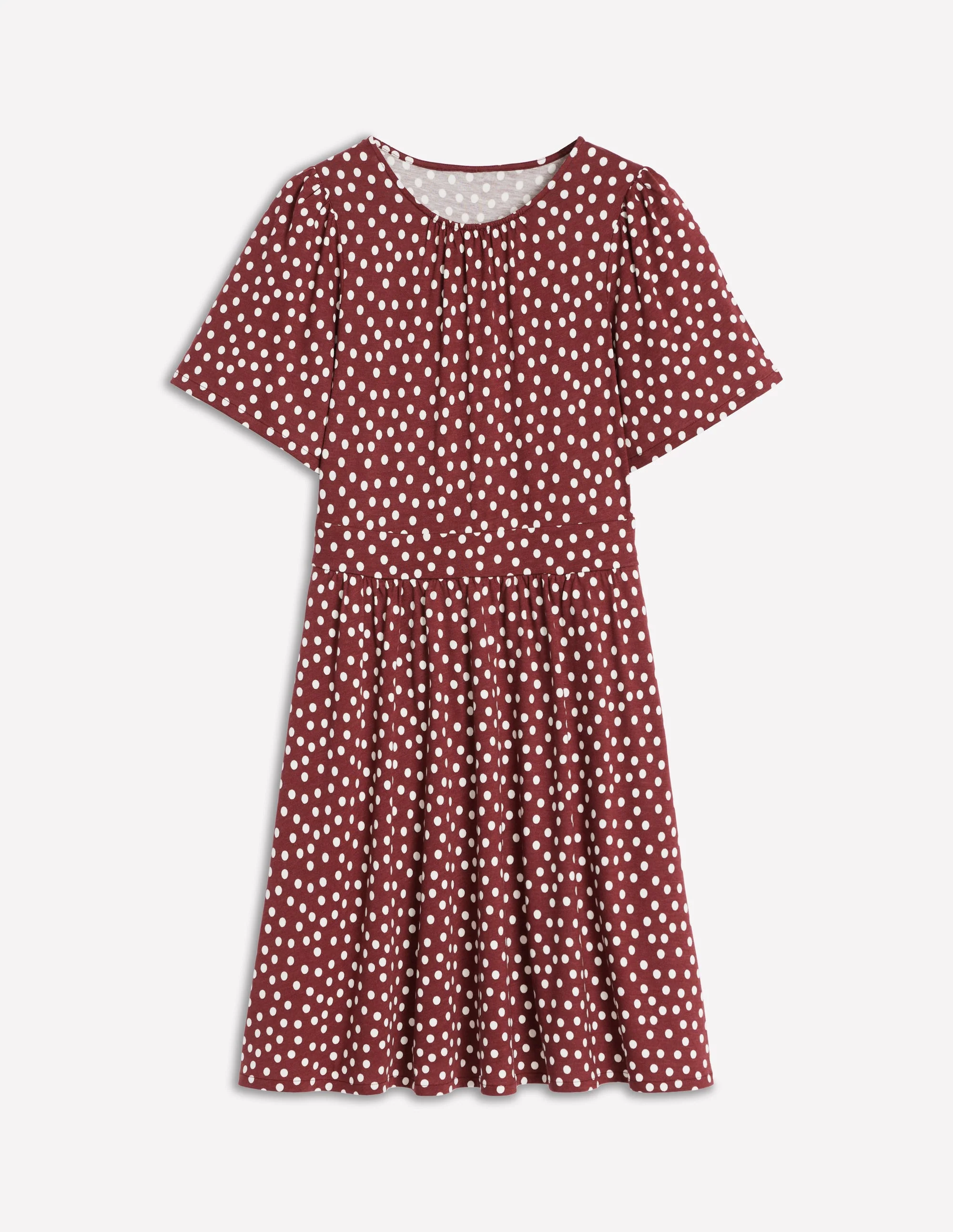 Louisa Short Jersey Dress-Chestnut, Painted Dot - Image 5