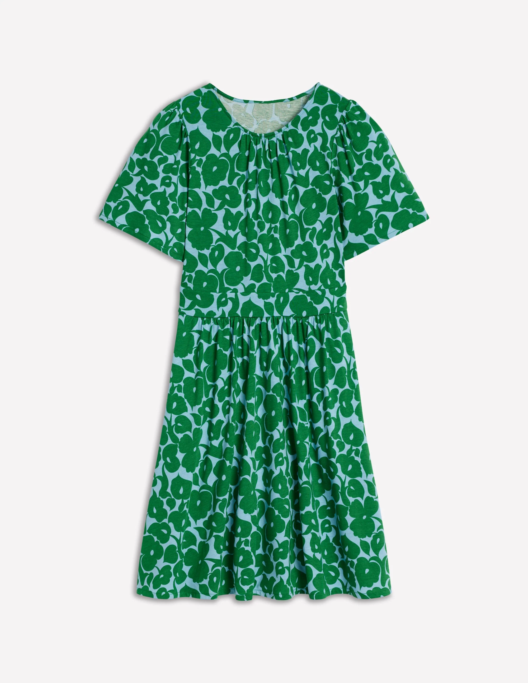 Louisa Short Jersey Dress-Highland Green, Leafy Grove - Image 6
