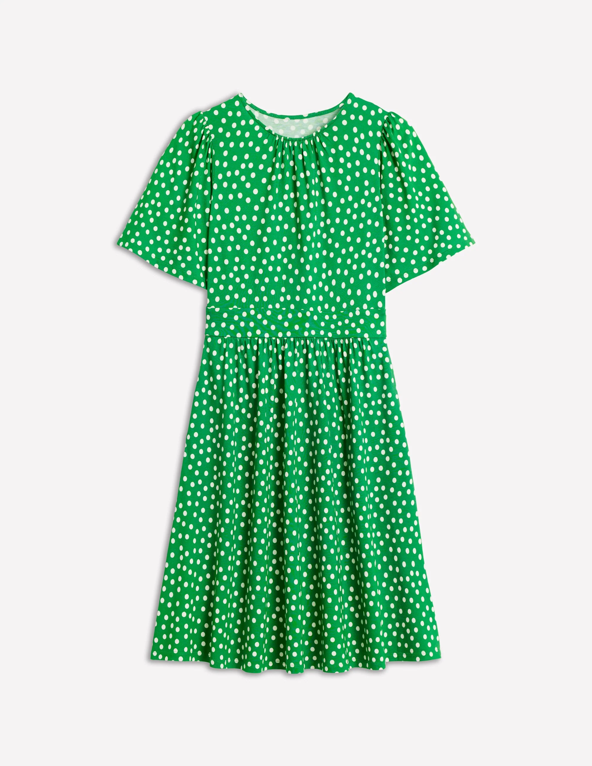 Louisa Short Jersey Dress-Lime Juice Green, Abstract Dot - Image 5