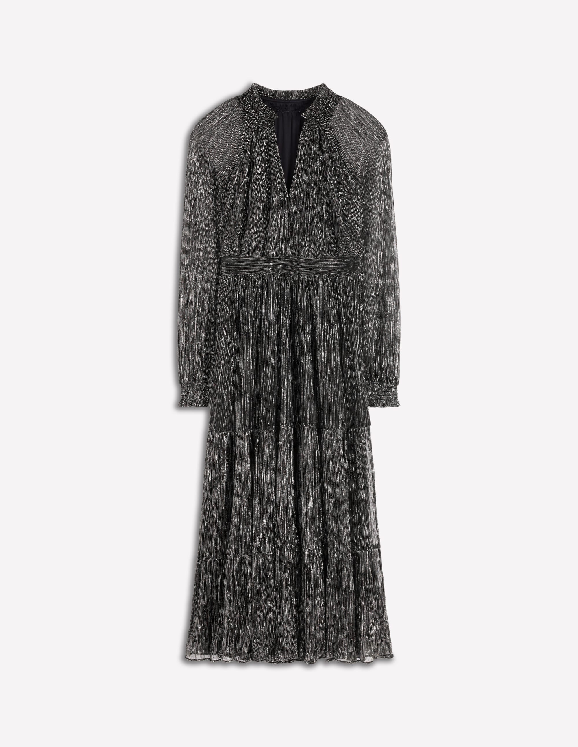 Lucille Smocked Sparkle Dress-Black and Gold - Image 6