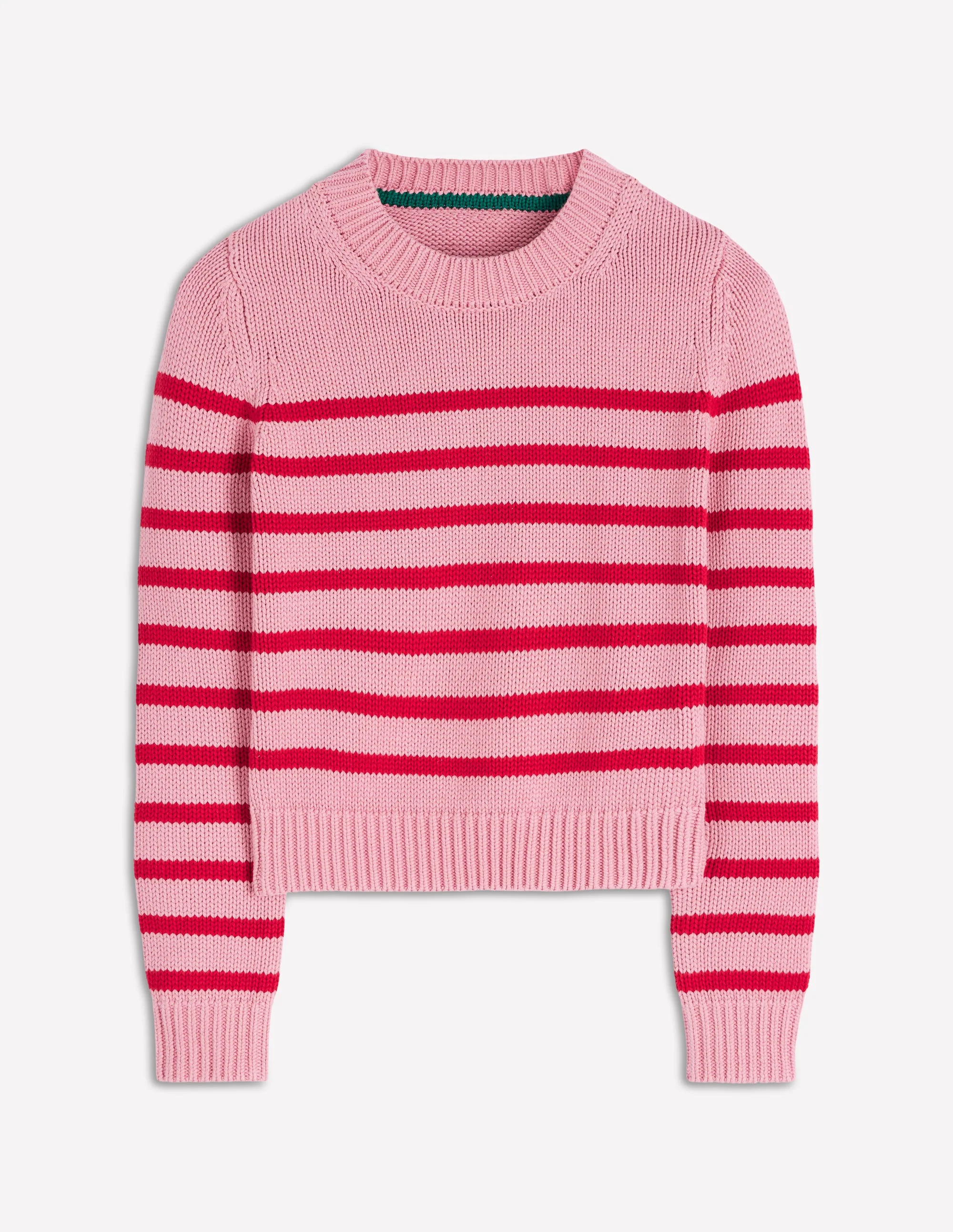 Lucy Chunky Cotton Jumper-Pink/ Red - Image 6