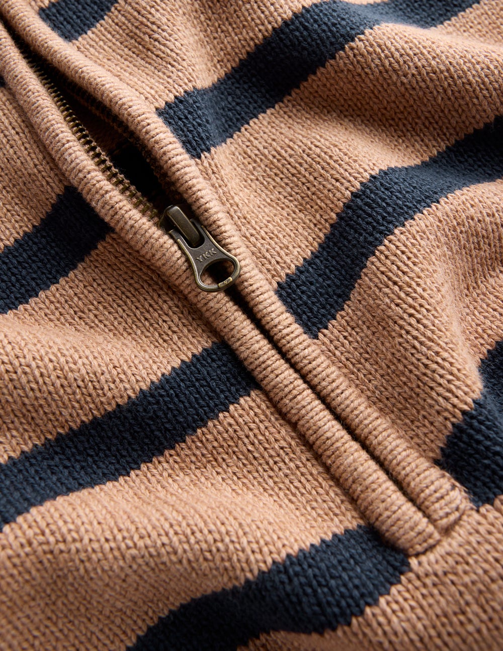 Lucy Half-zip Jumper-Camel Melange, Navy Stripe - Image 7