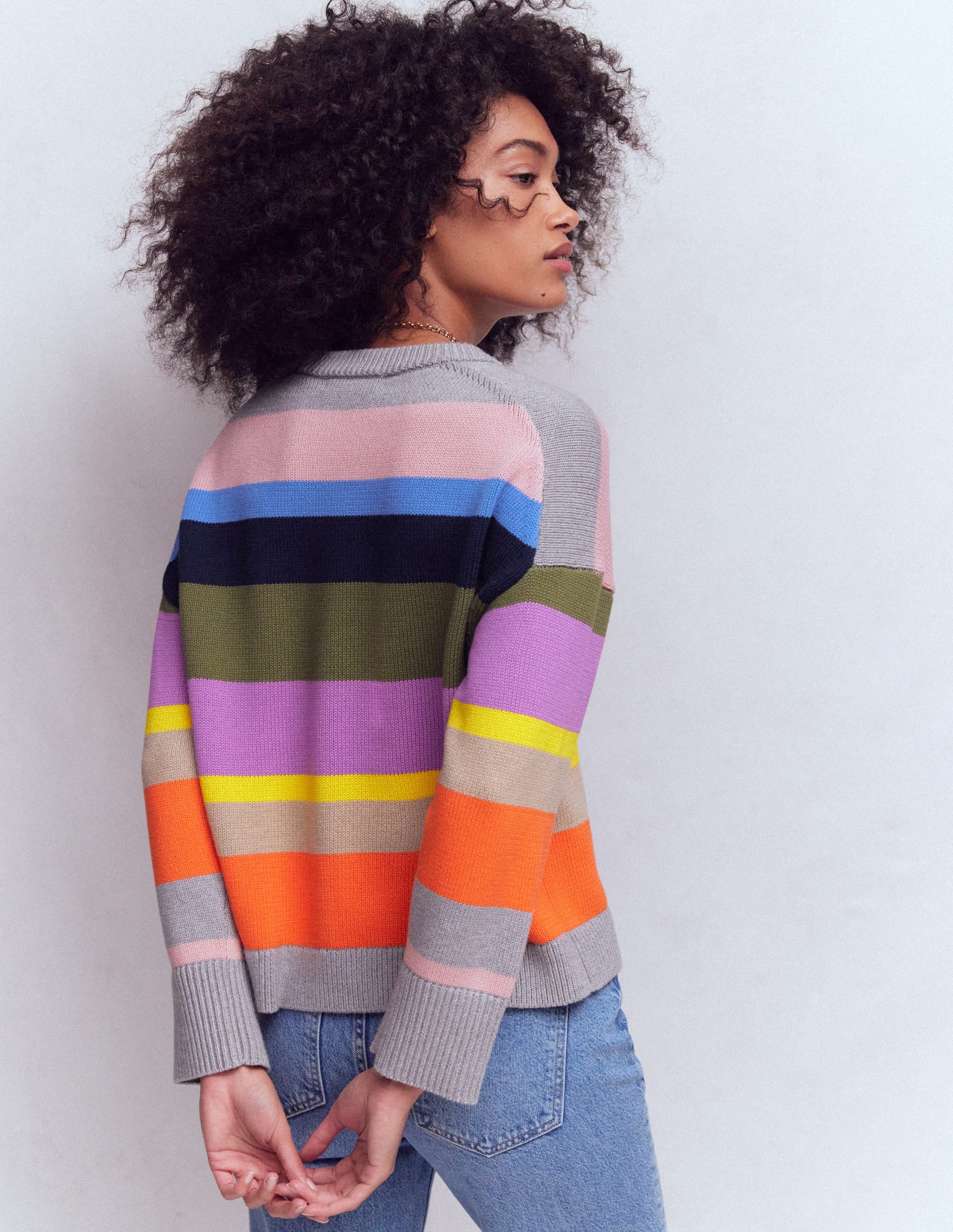Lucy Relaxed Cotton Jumper-Mutli, Rainbow - Image 3