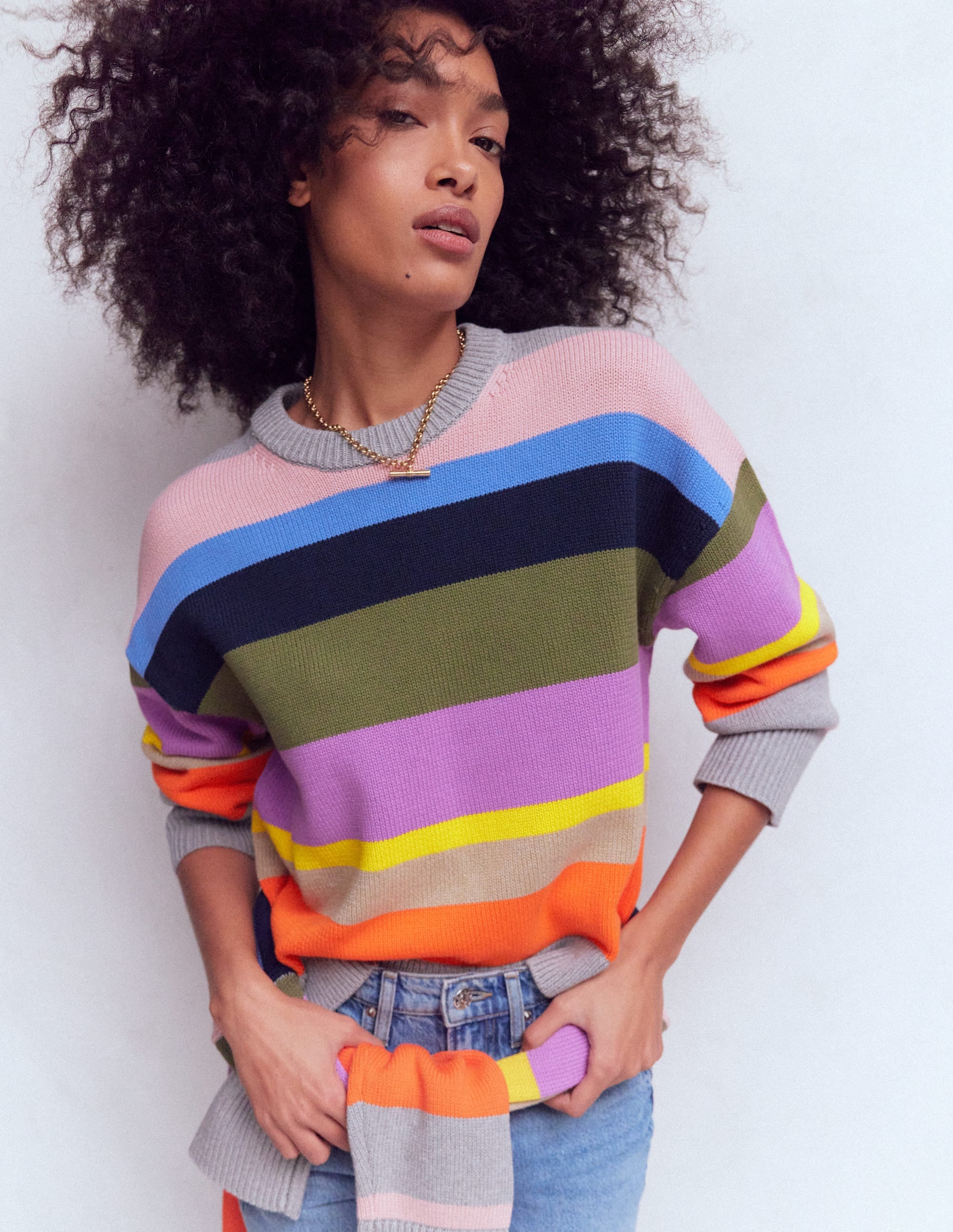 Lucy Relaxed Cotton Jumper-Mutli, Rainbow - Image 4