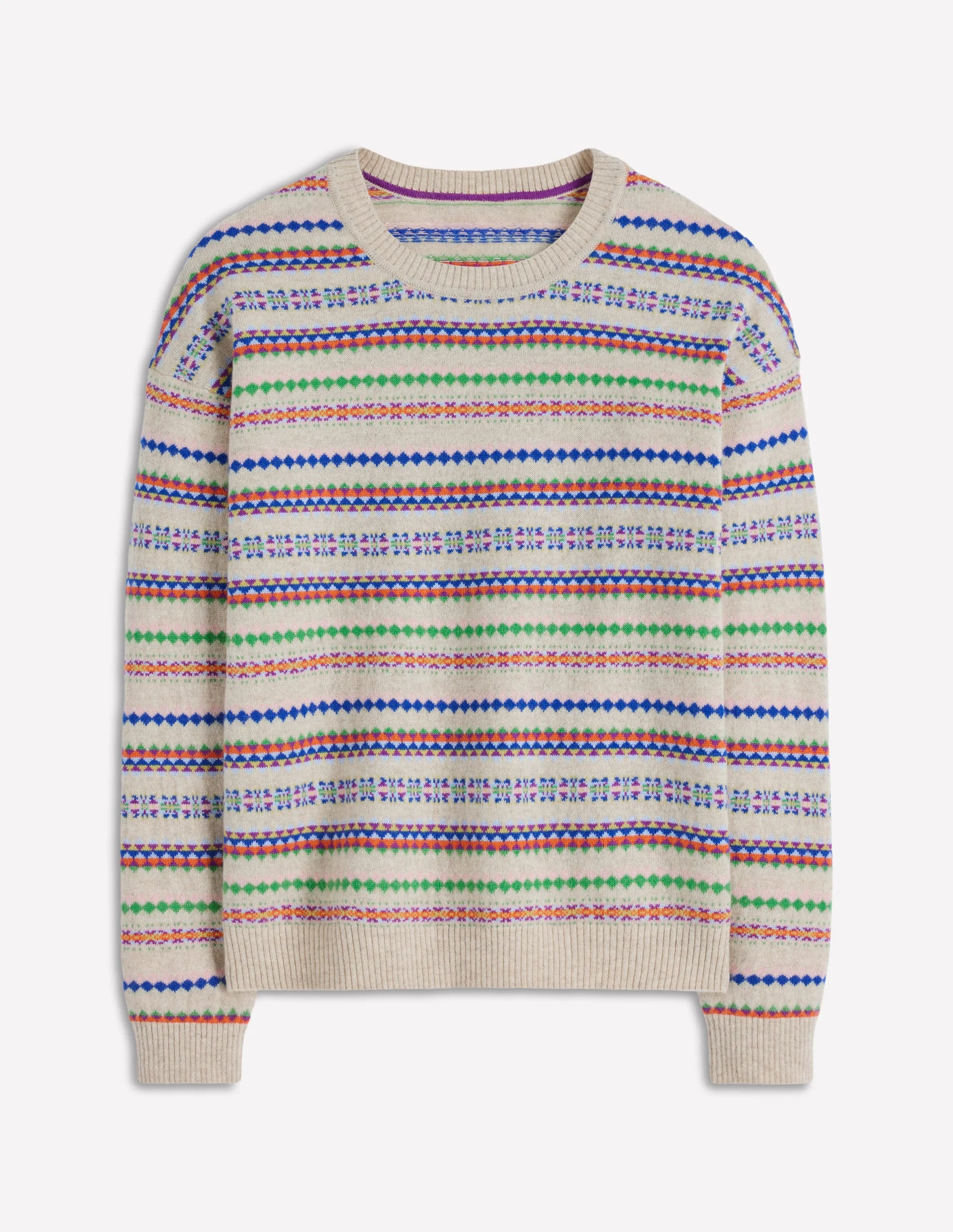 Lydia Cashmere Jumper-Oatmeal Melange Fair Isle - Image 6