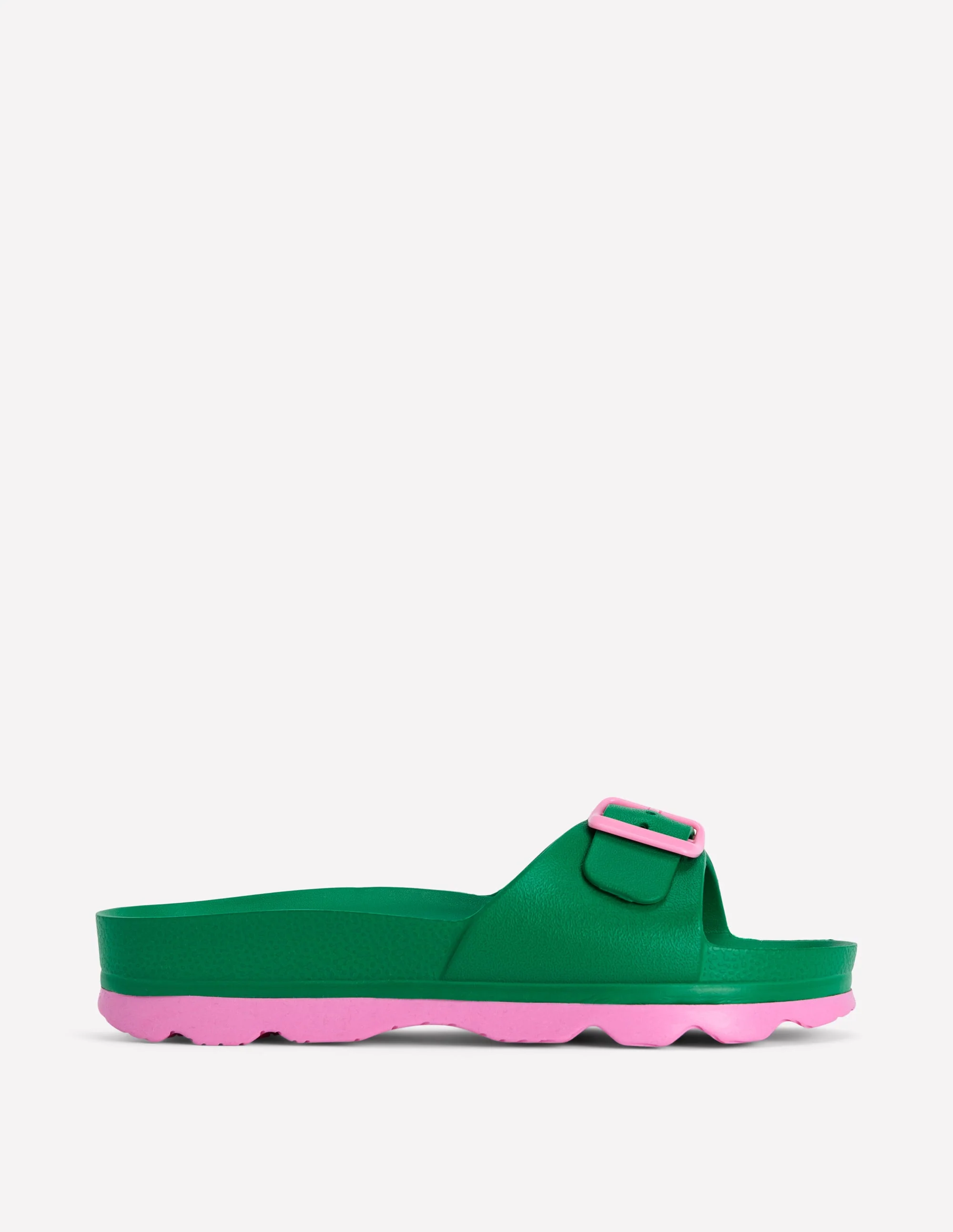 Lyla Single Buckle Sliders-Green/Pink