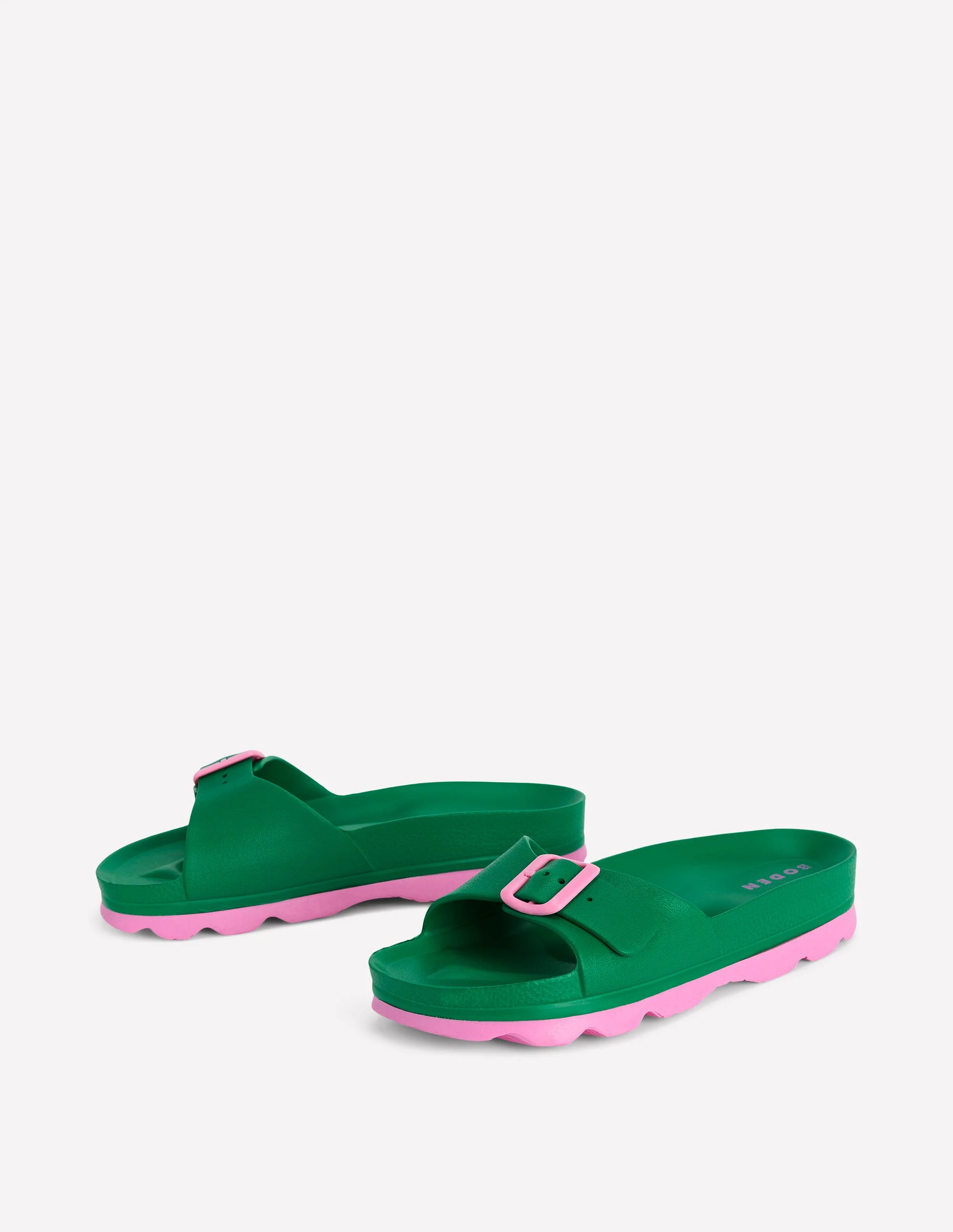 Lyla Single Buckle Sliders-Green/Pink - Image 4