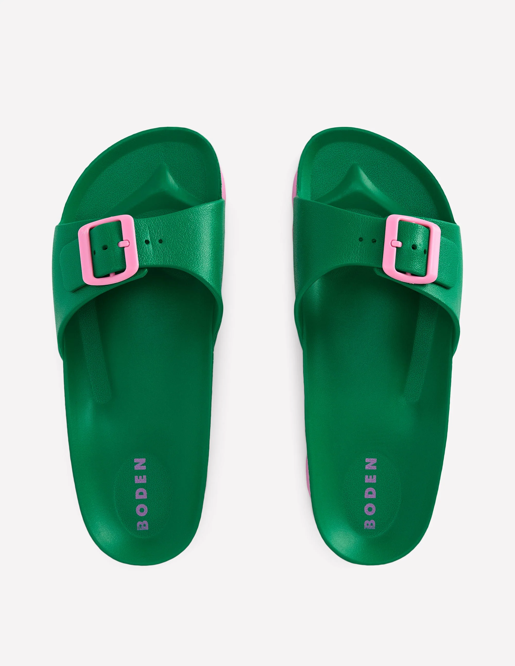 Lyla Single Buckle Sliders-Green/Pink - Image 6