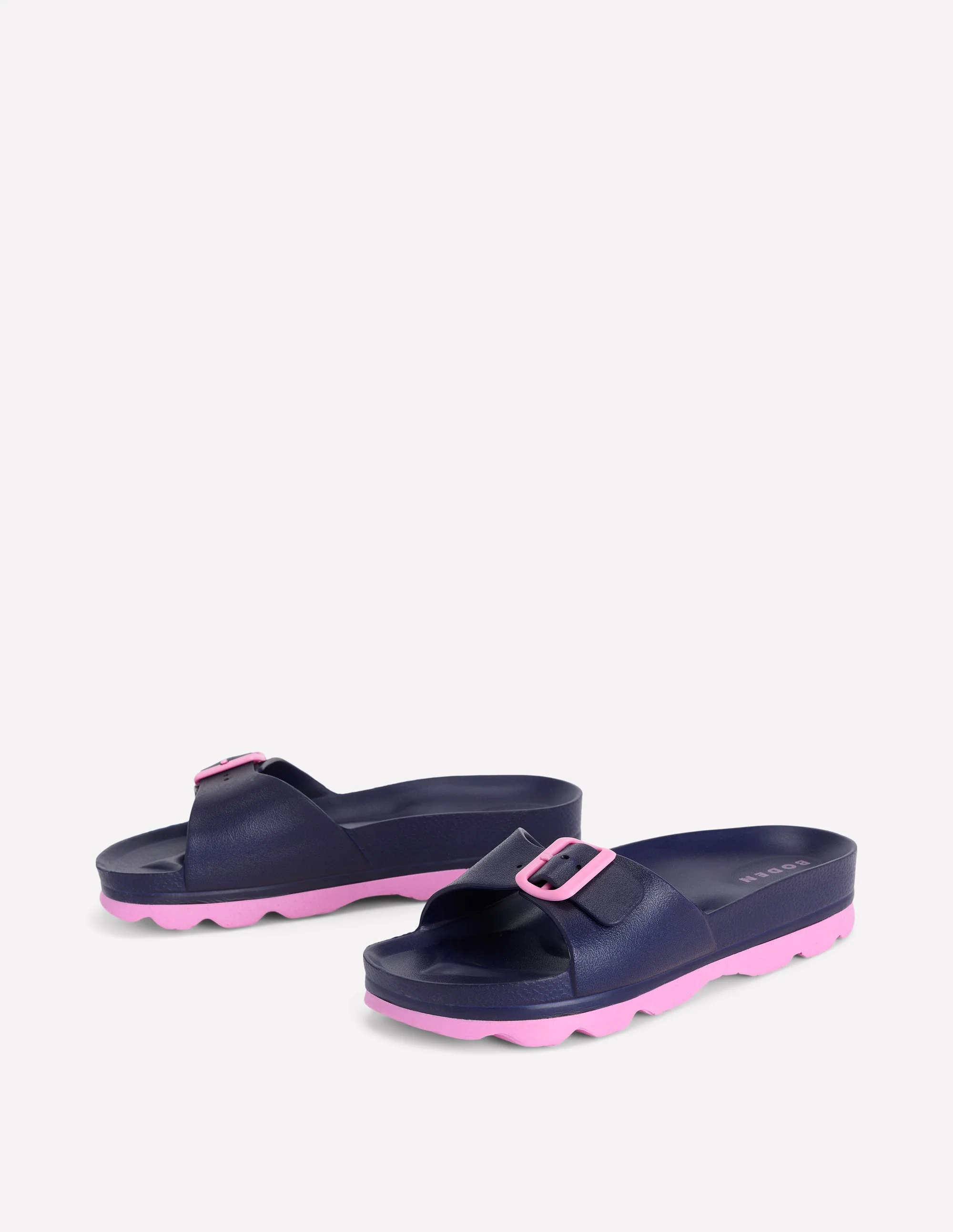 Lyla Single Buckle Sliders-Navy/Pink - Image 3