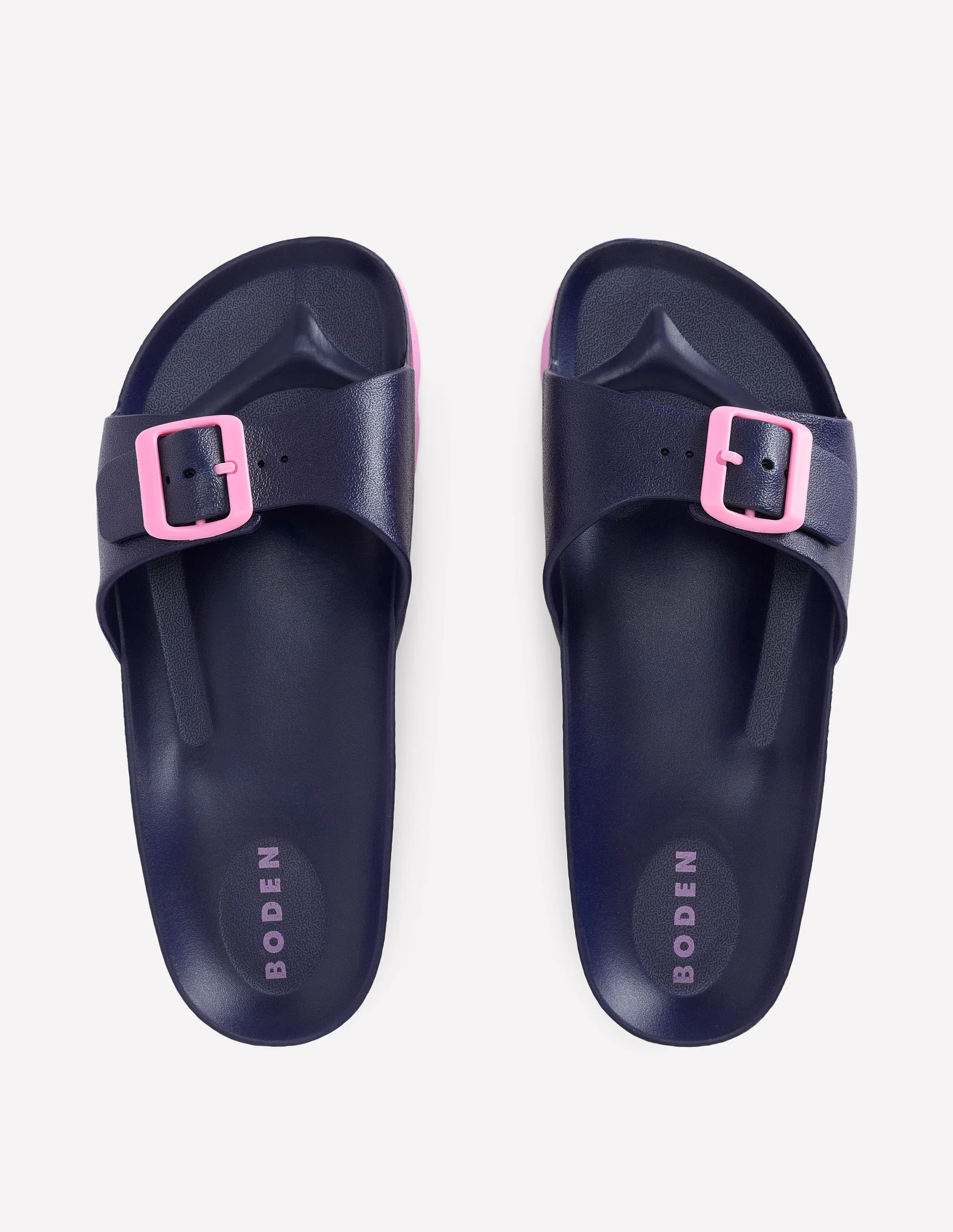 Lyla Single Buckle Sliders-Navy/Pink - Image 5