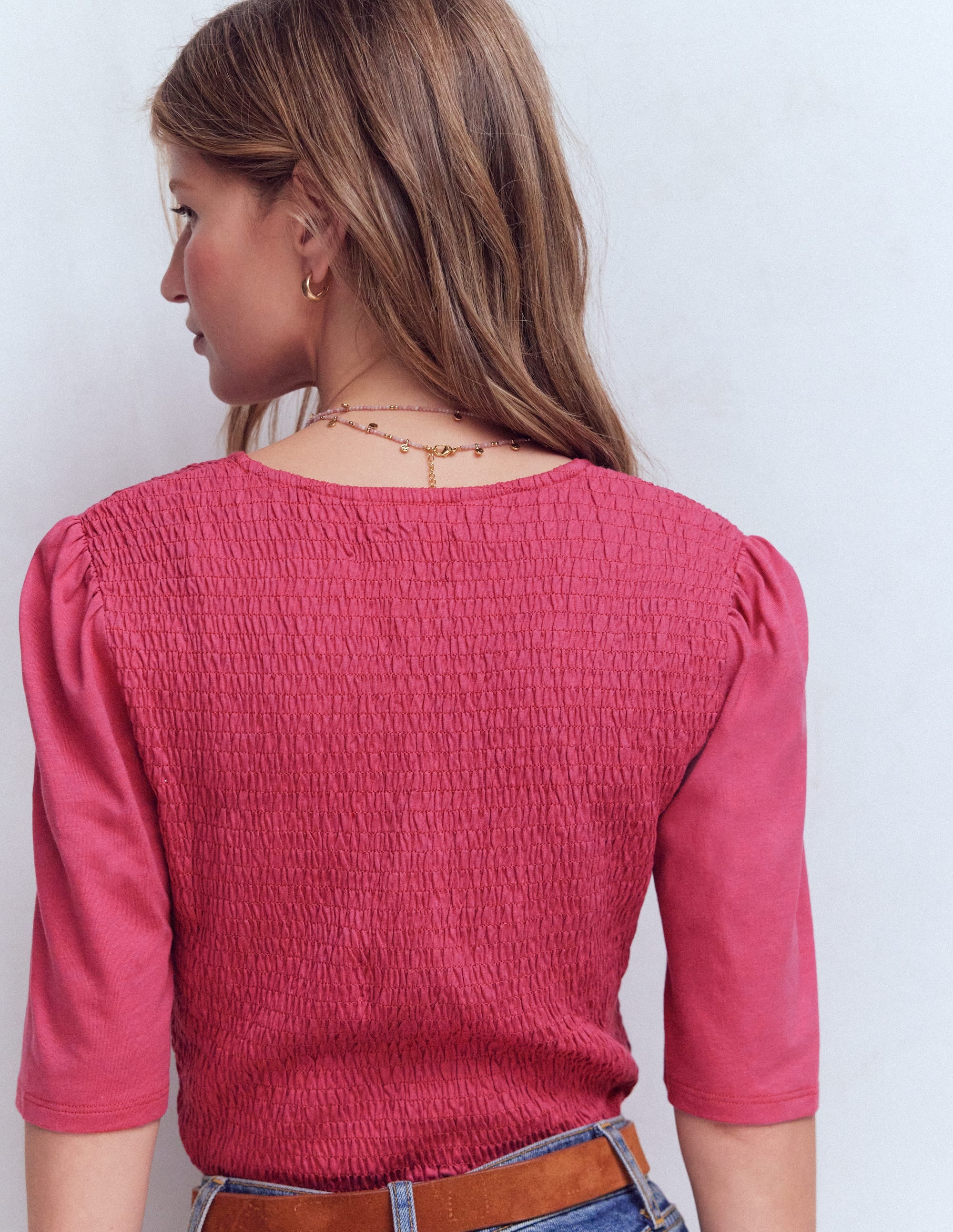 Lyla Smocked V Neck Top-Malaga - Image 3