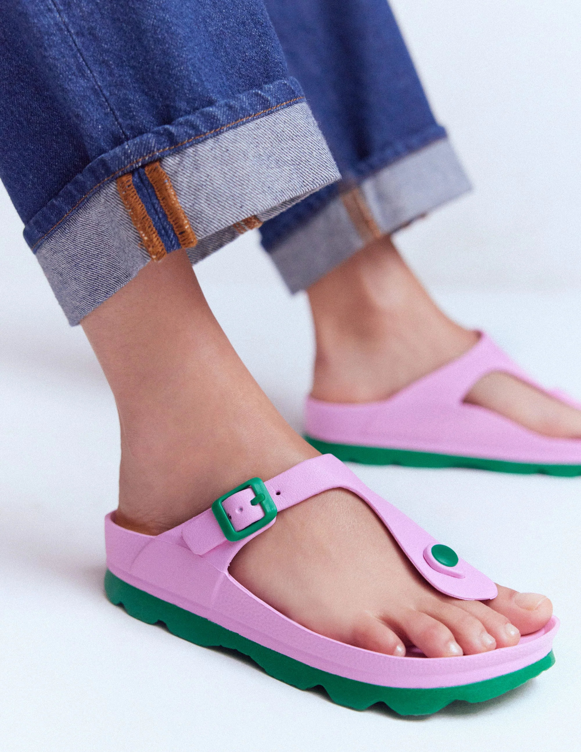 Lyla Toe Post Sandals-Pink/Green - Image 3