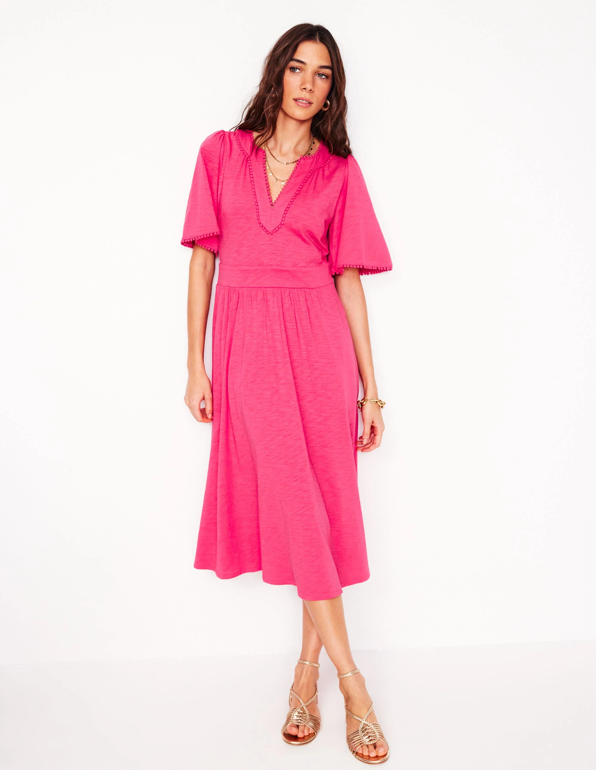 Maddie Trim Jersey Dress-Camelia Pink - Image 4