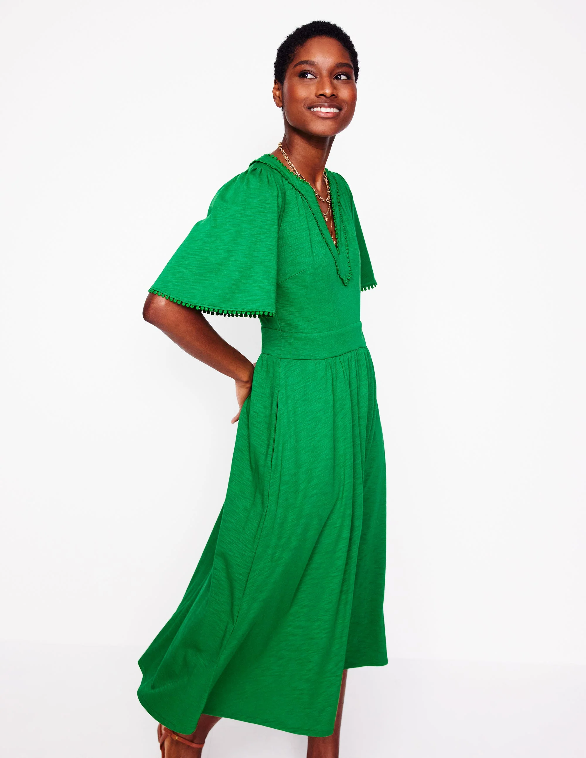 Maddie Trim Jersey Dress-Paradise Green - Image 4