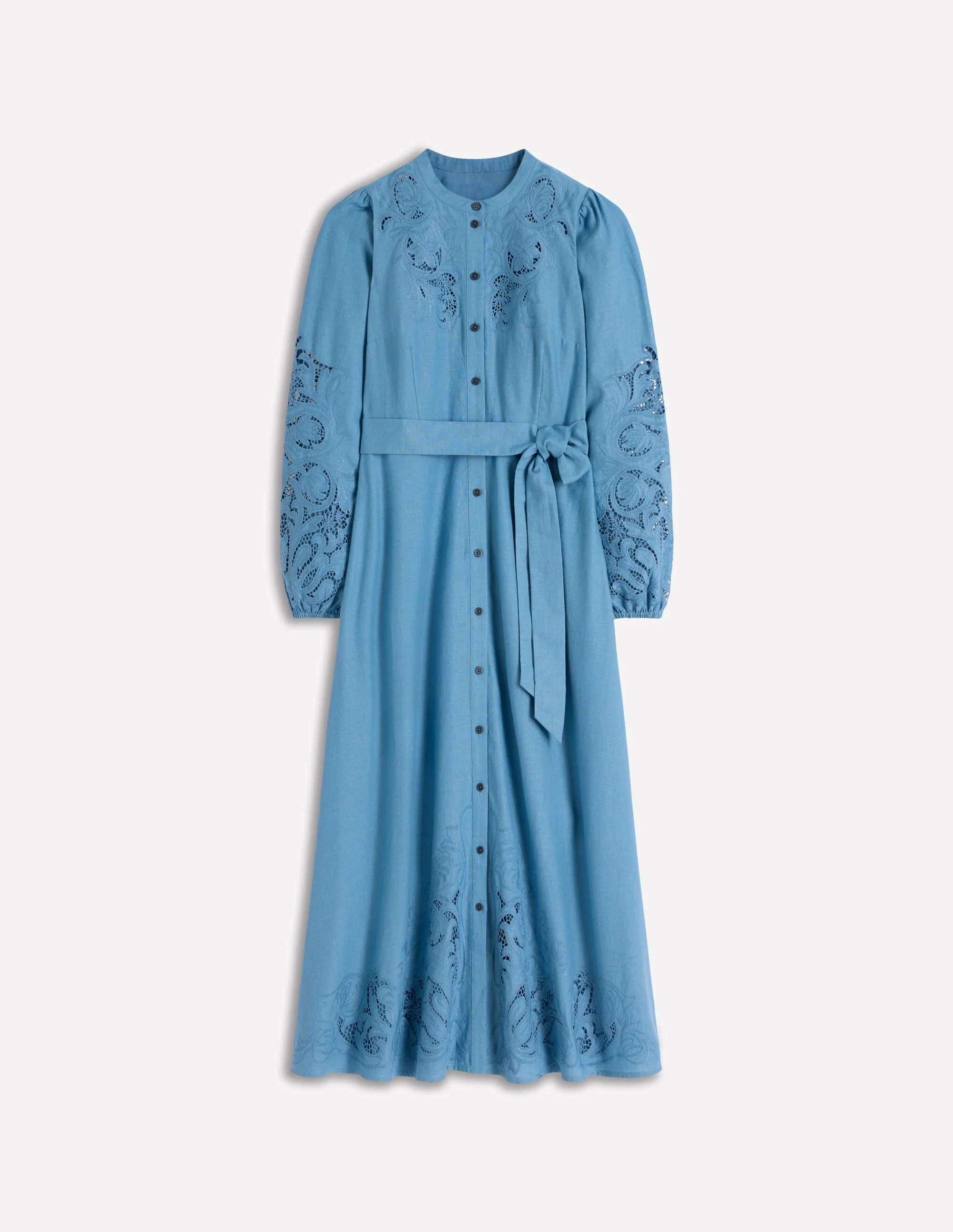 Mae Linen Blend Shirt Dress-Blue Heaven - Image 5