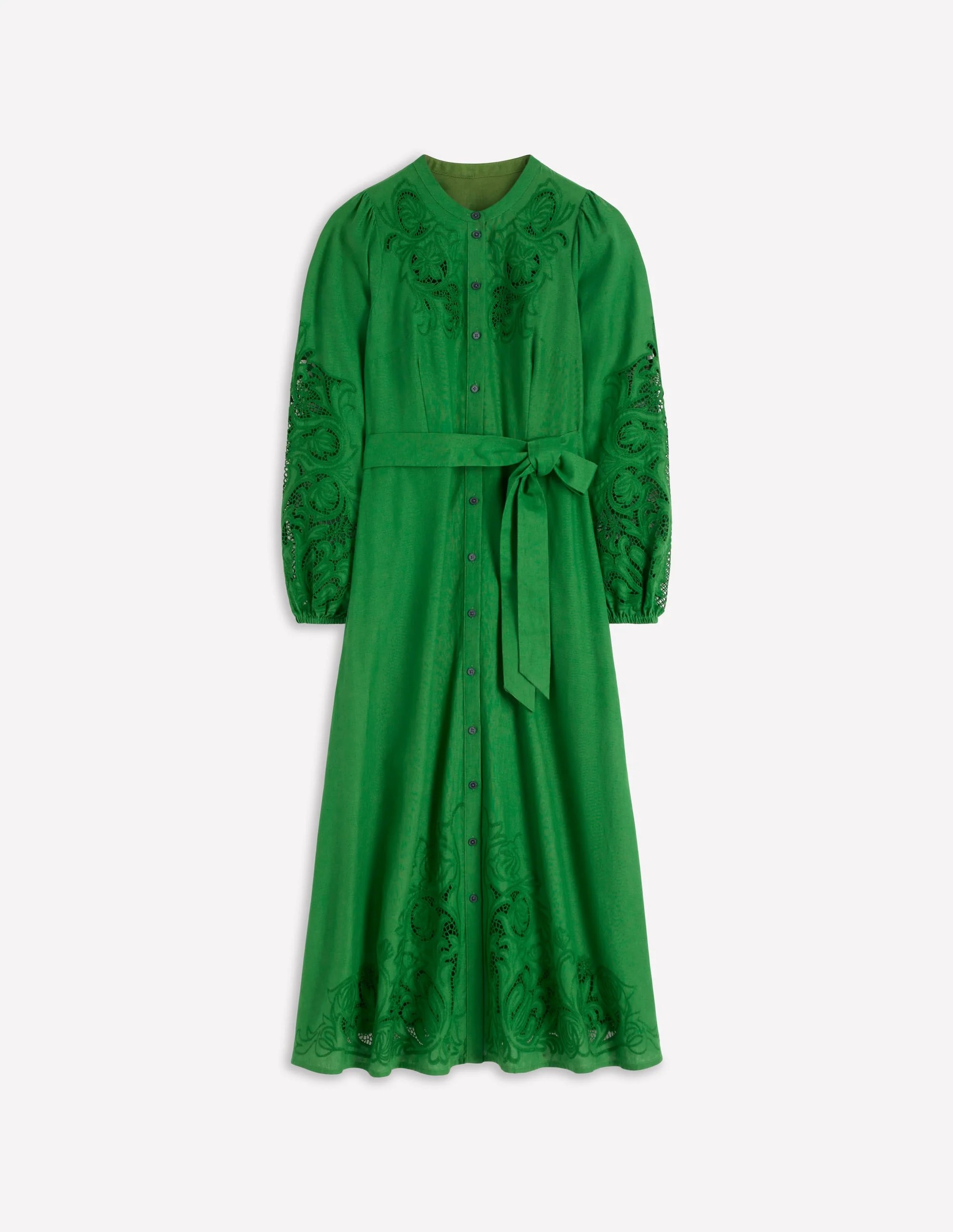Mae Linen Blend Shirt Dress-Highland Green - Image 6