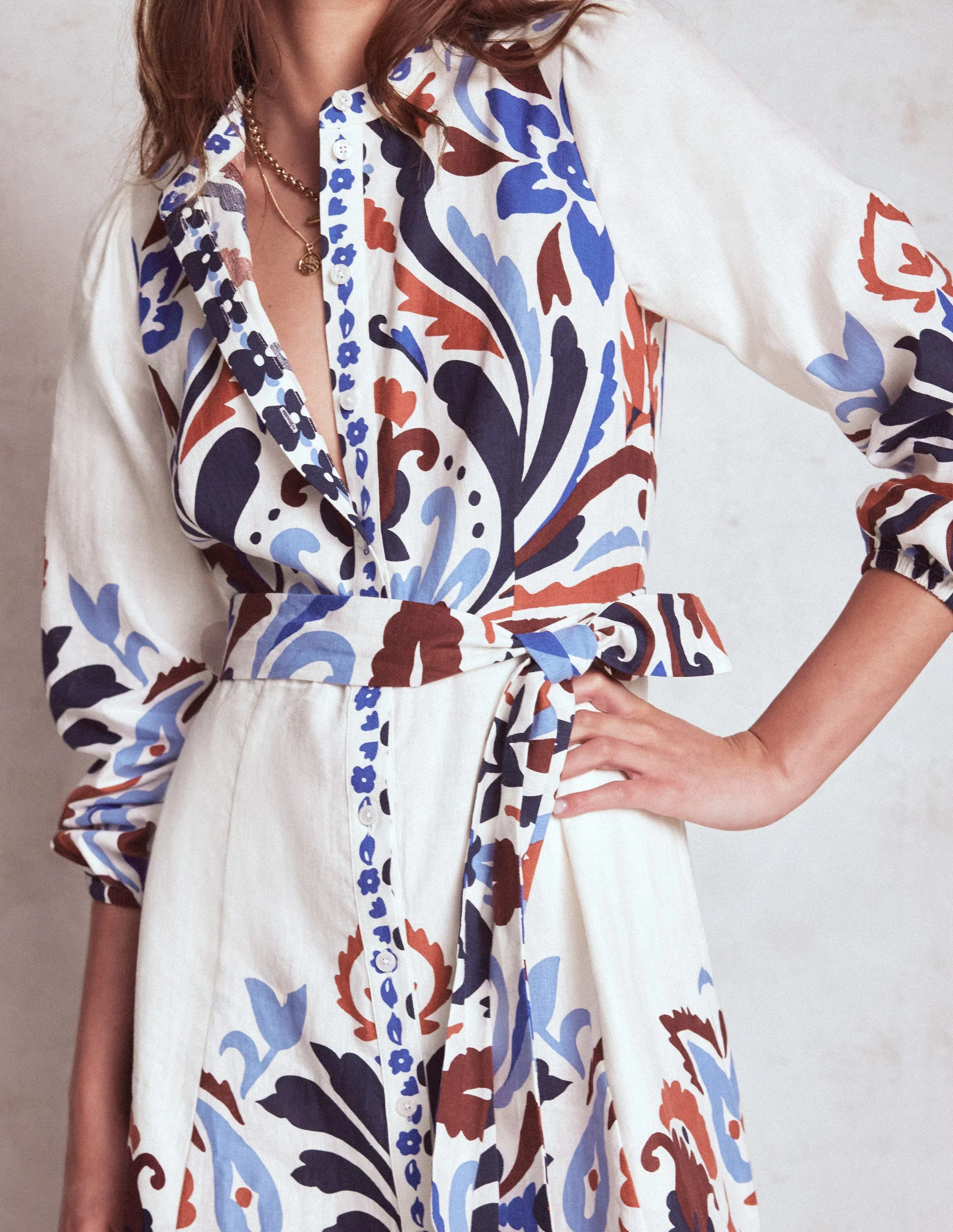 Mae Linen Blend Shirt Dress-Multi, Elaborate Garden - Image 2