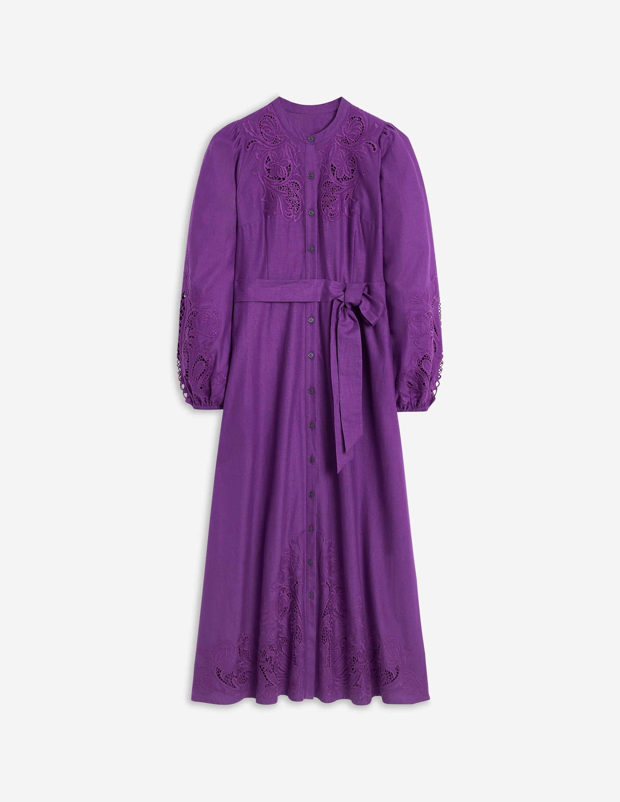 Mae Linen Blend Shirt Dress-Royal Purple - Image 7