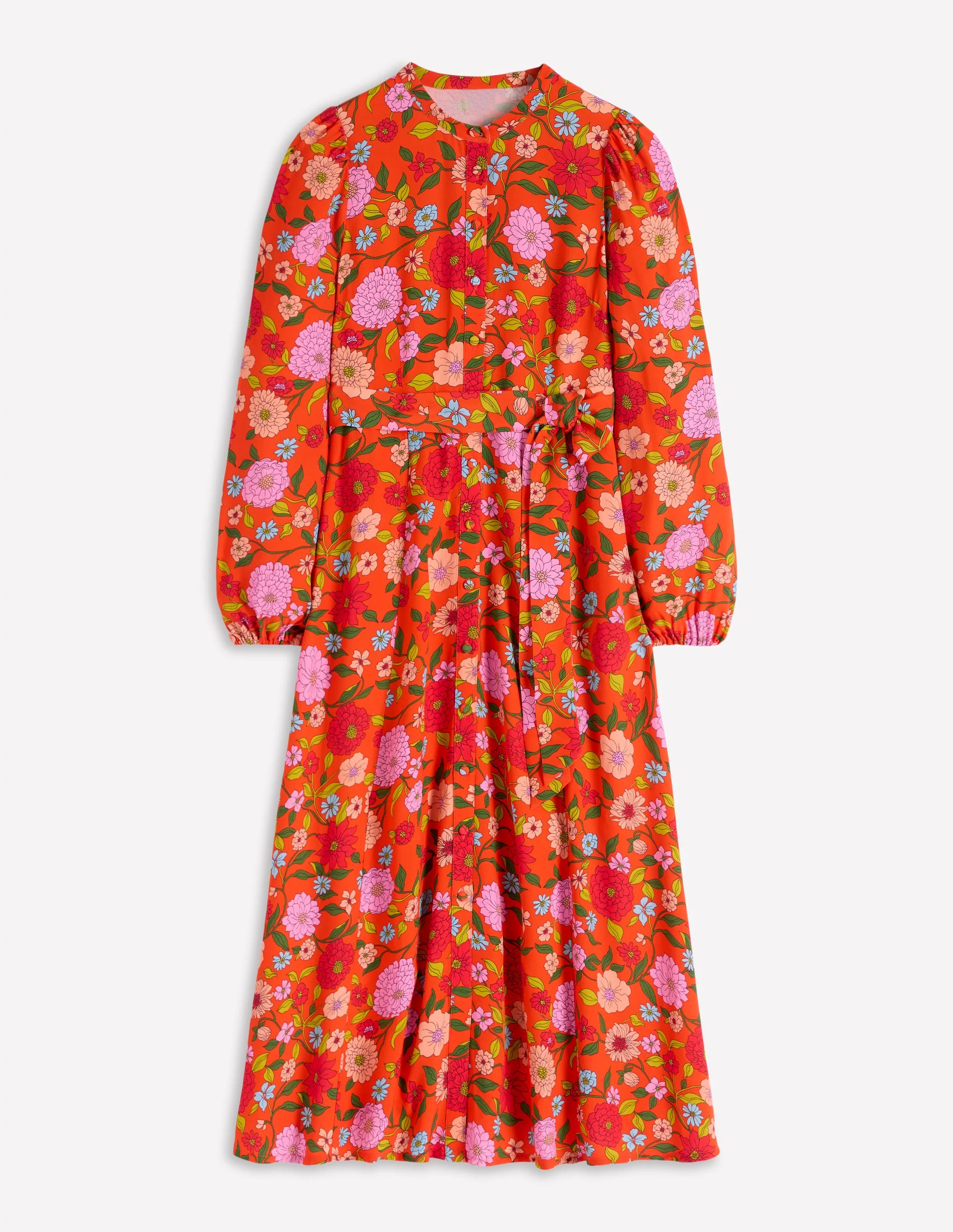 Mae Occasion Maxi Shirt Dress-Firecracker Red, Dahlia Trail - Image 7