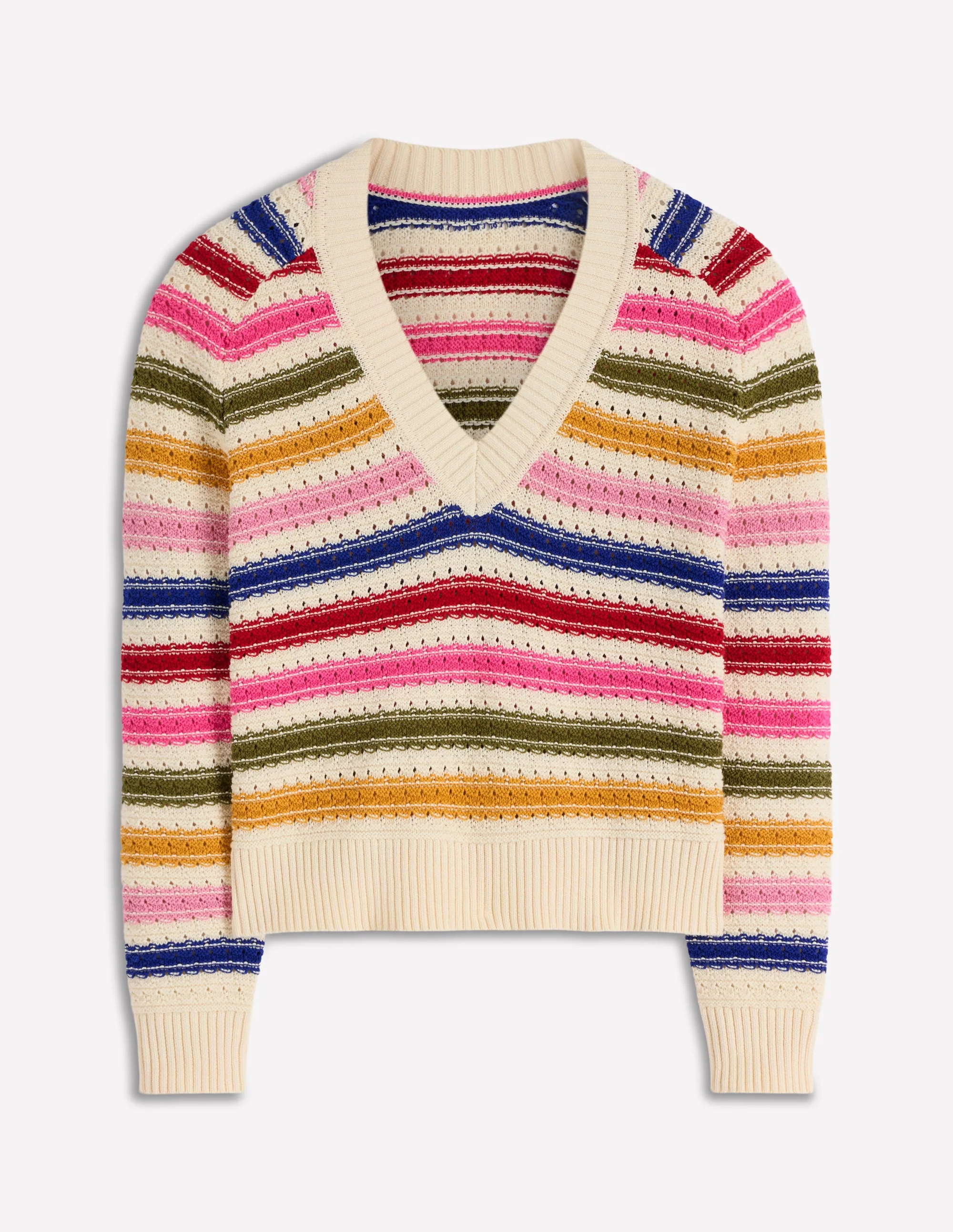 Maeve Textured Cotton Jumper-Multi Stripe - Image 5