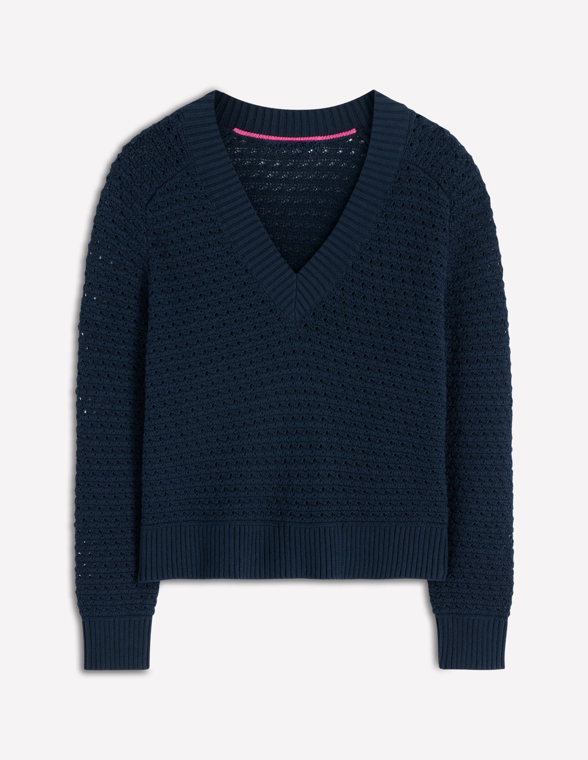 Maeve Textured Cotton Jumper-Navy - Image 5
