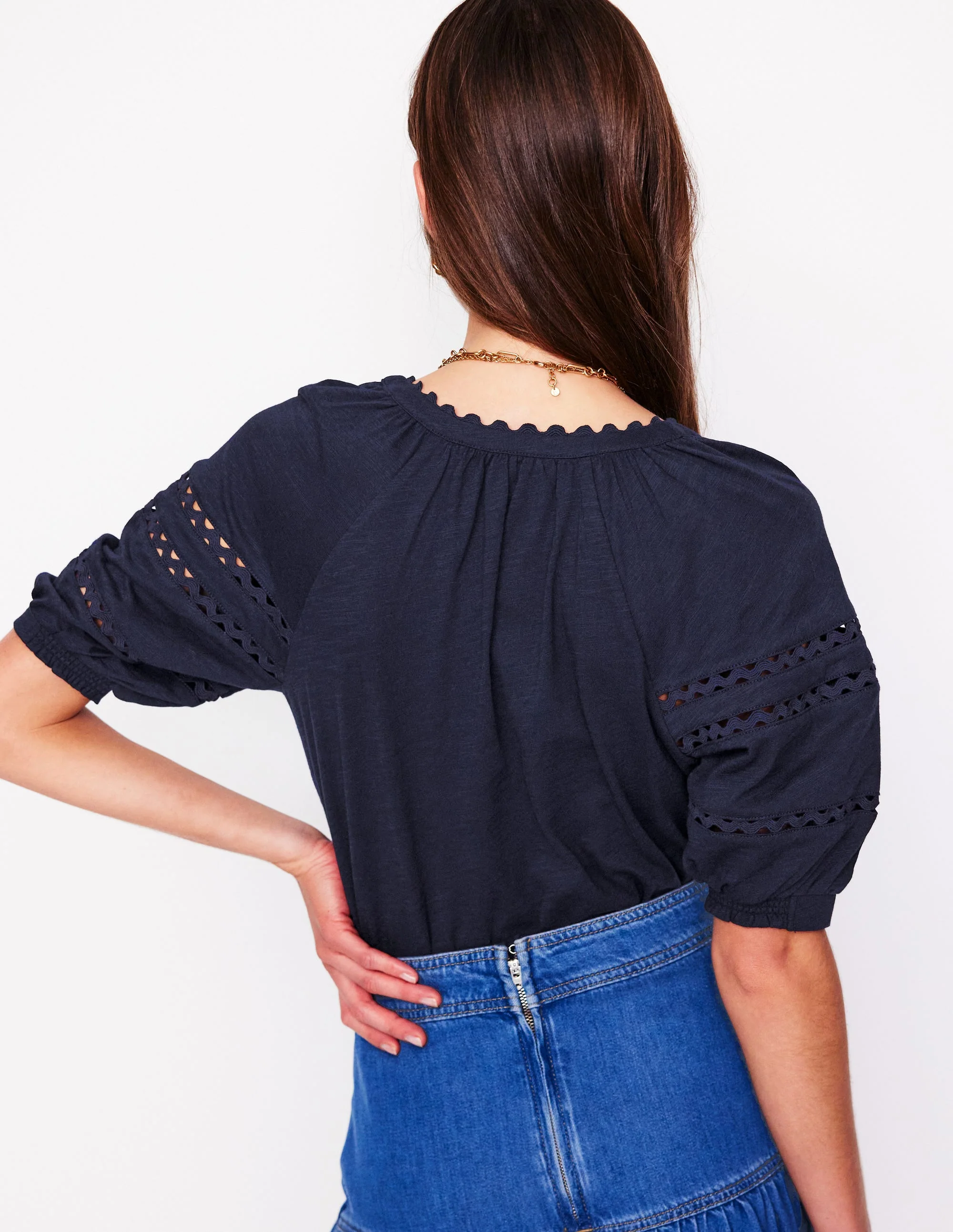 Maisy Rikrak Trim Top-Navy - Image 4
