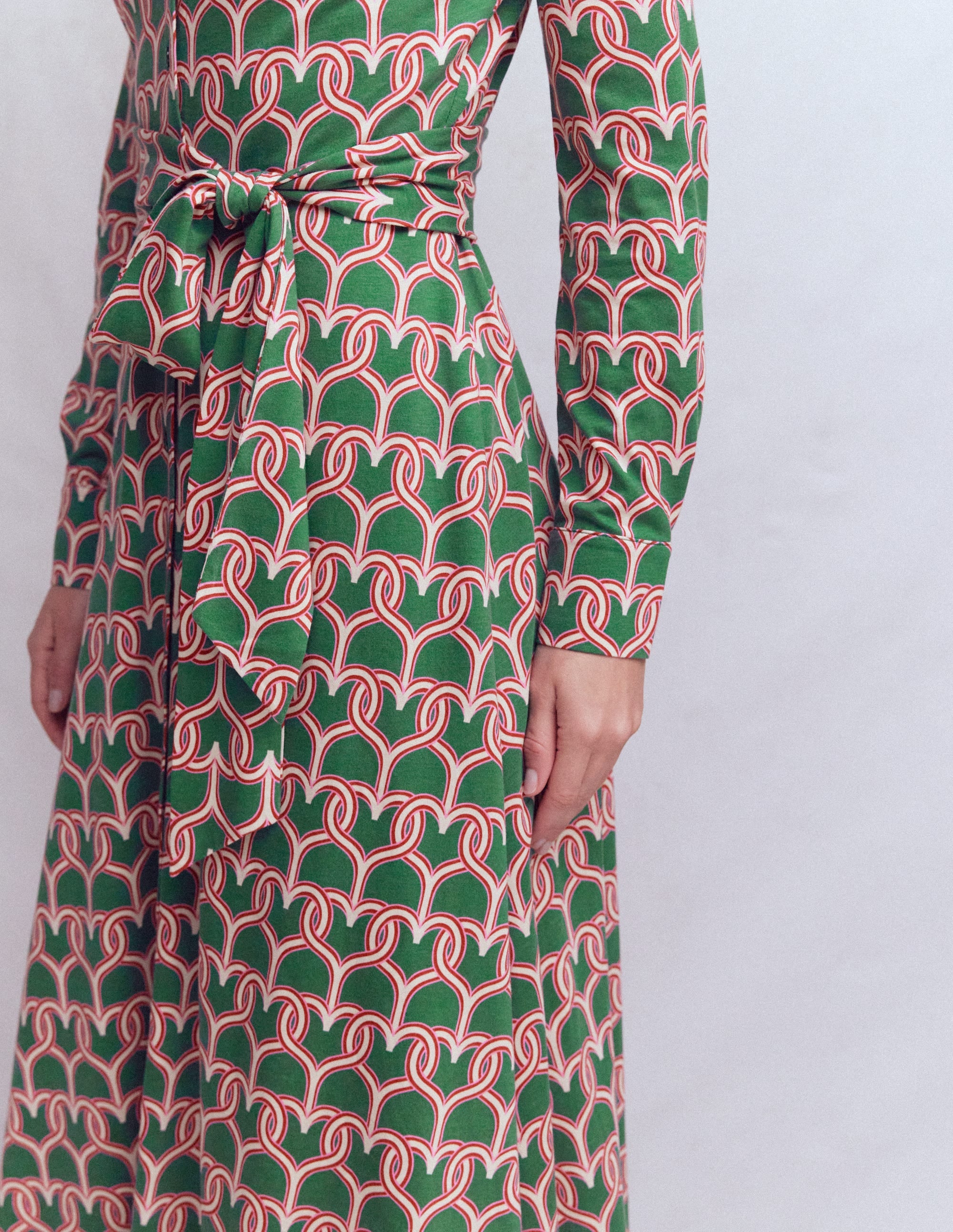Marcia Jersey Shirt Dress-Hunter Green, Heart Link - Image 3