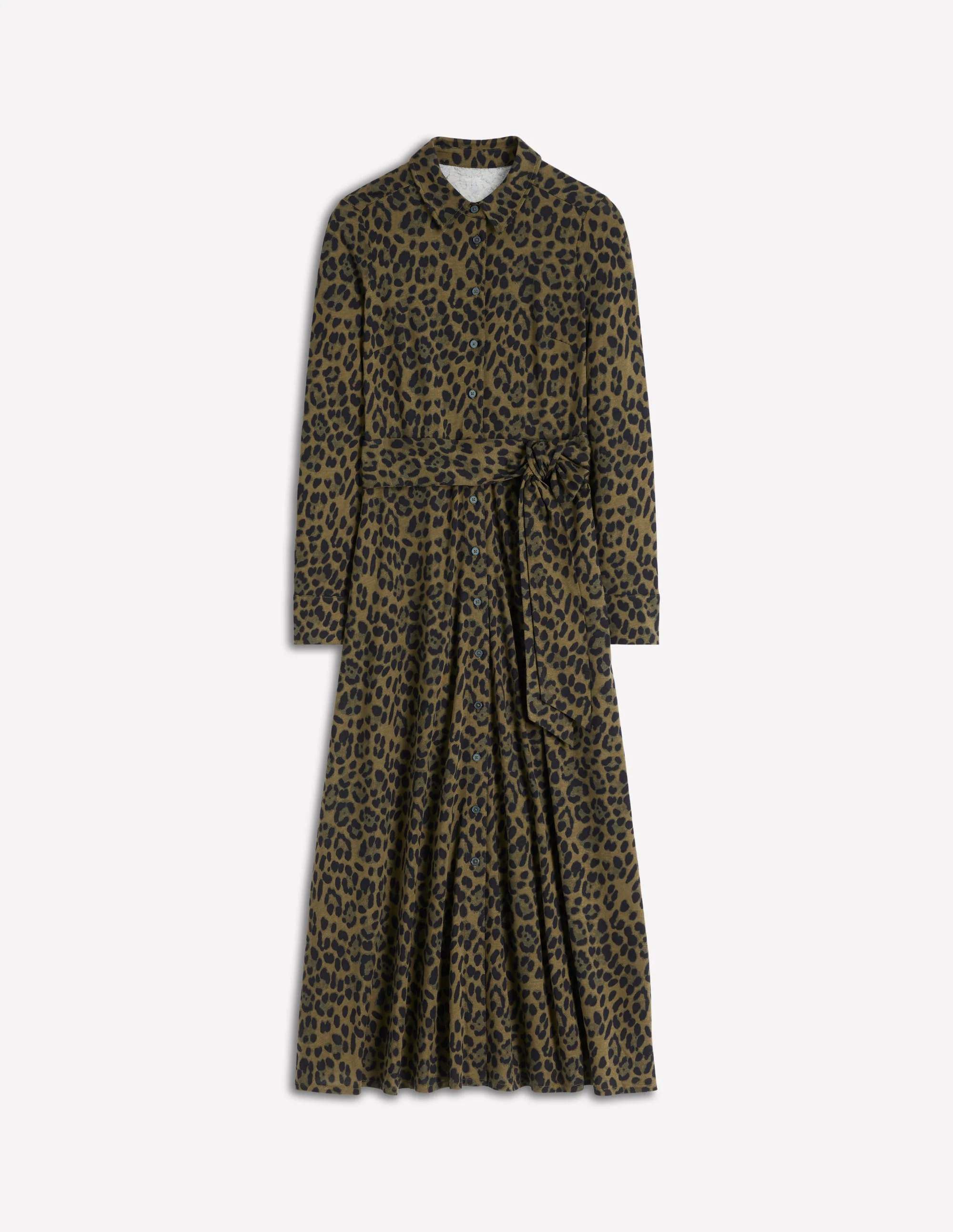 Marcia Jersey Shirt Dress-Military Olive, Brushed Animal - Image 8