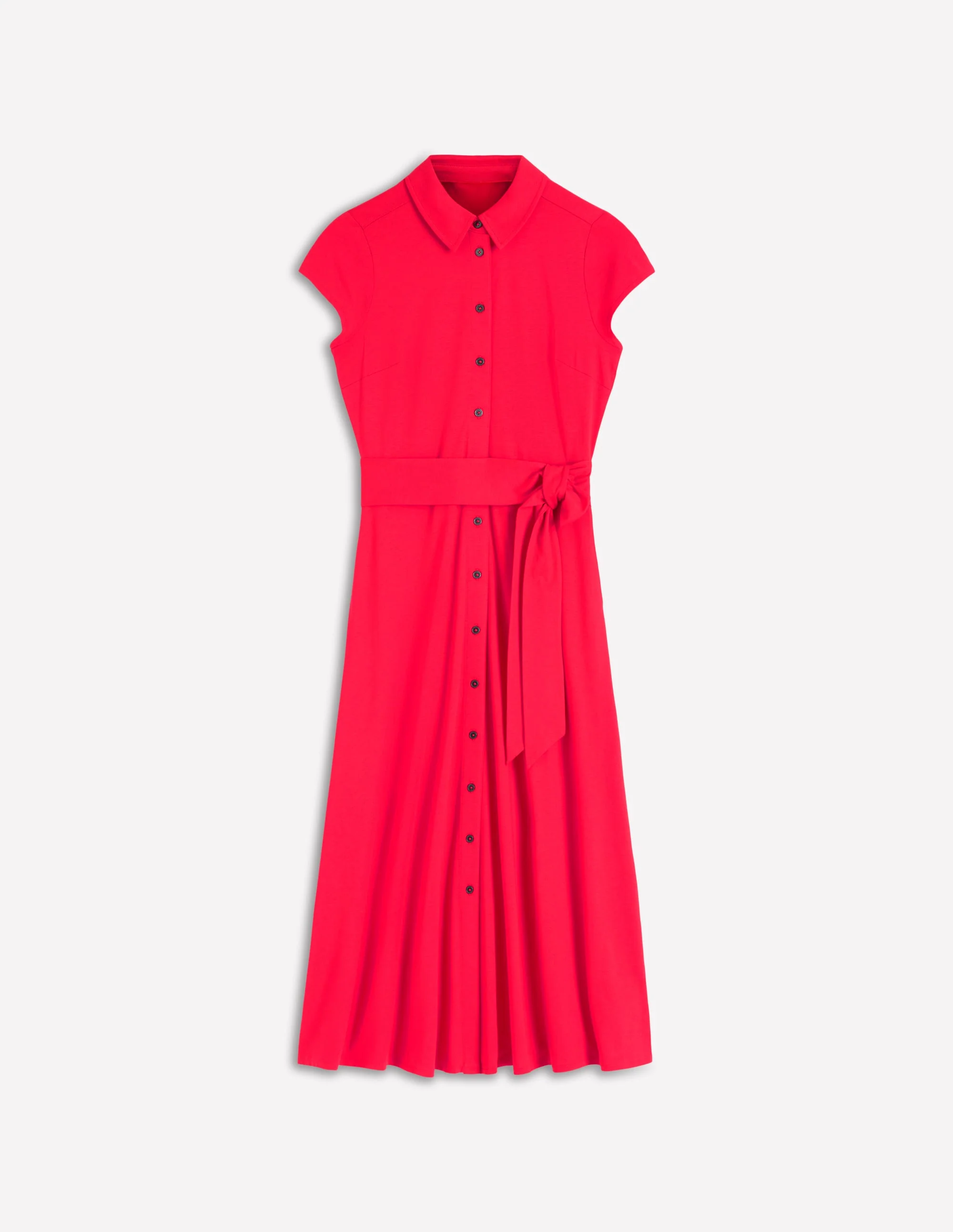 Marcia Jersey Shirt Dress-Poppy Red - Image 6