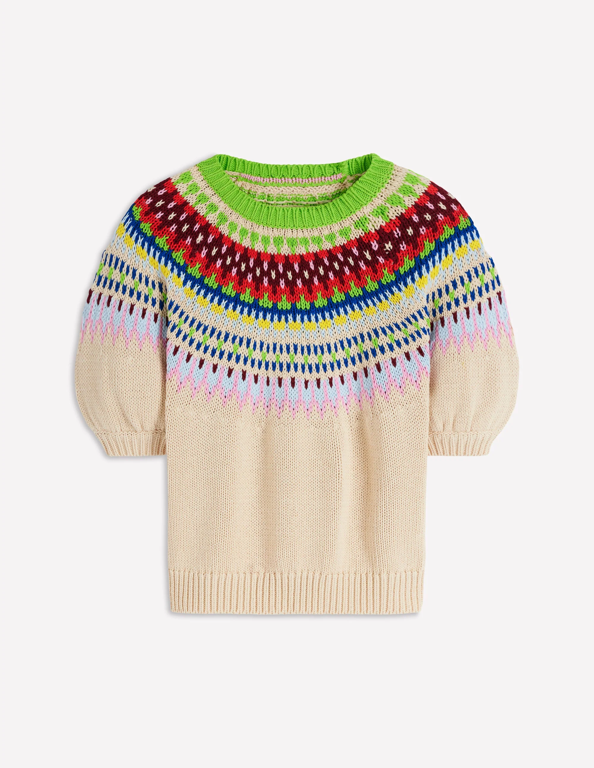 Margot Puff Sleeve T-Shirt-Oatmeal Melange - Image 6
