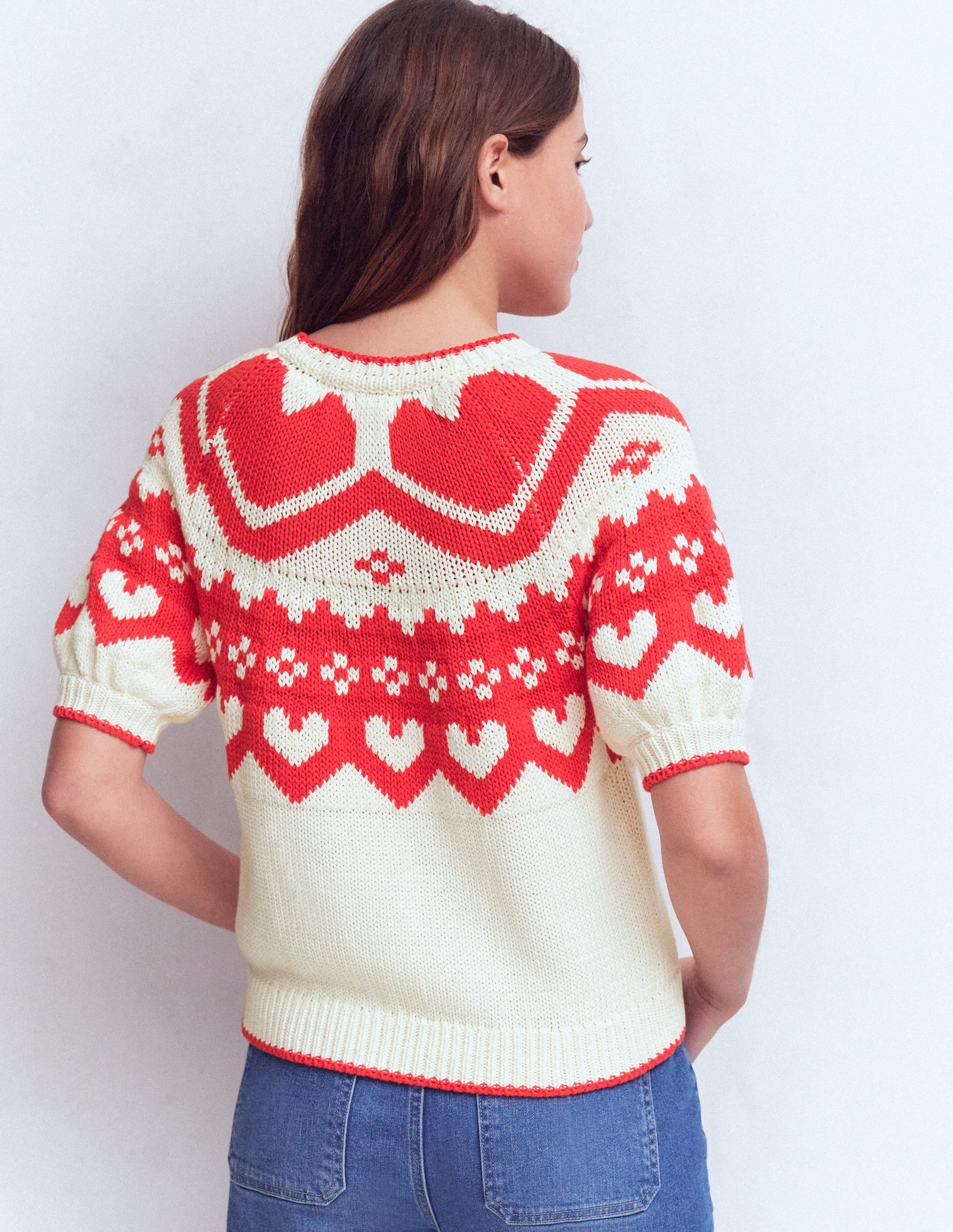 Margot Puff Sleeve T-Shirt-Warm Ivory Hearts - Image 3