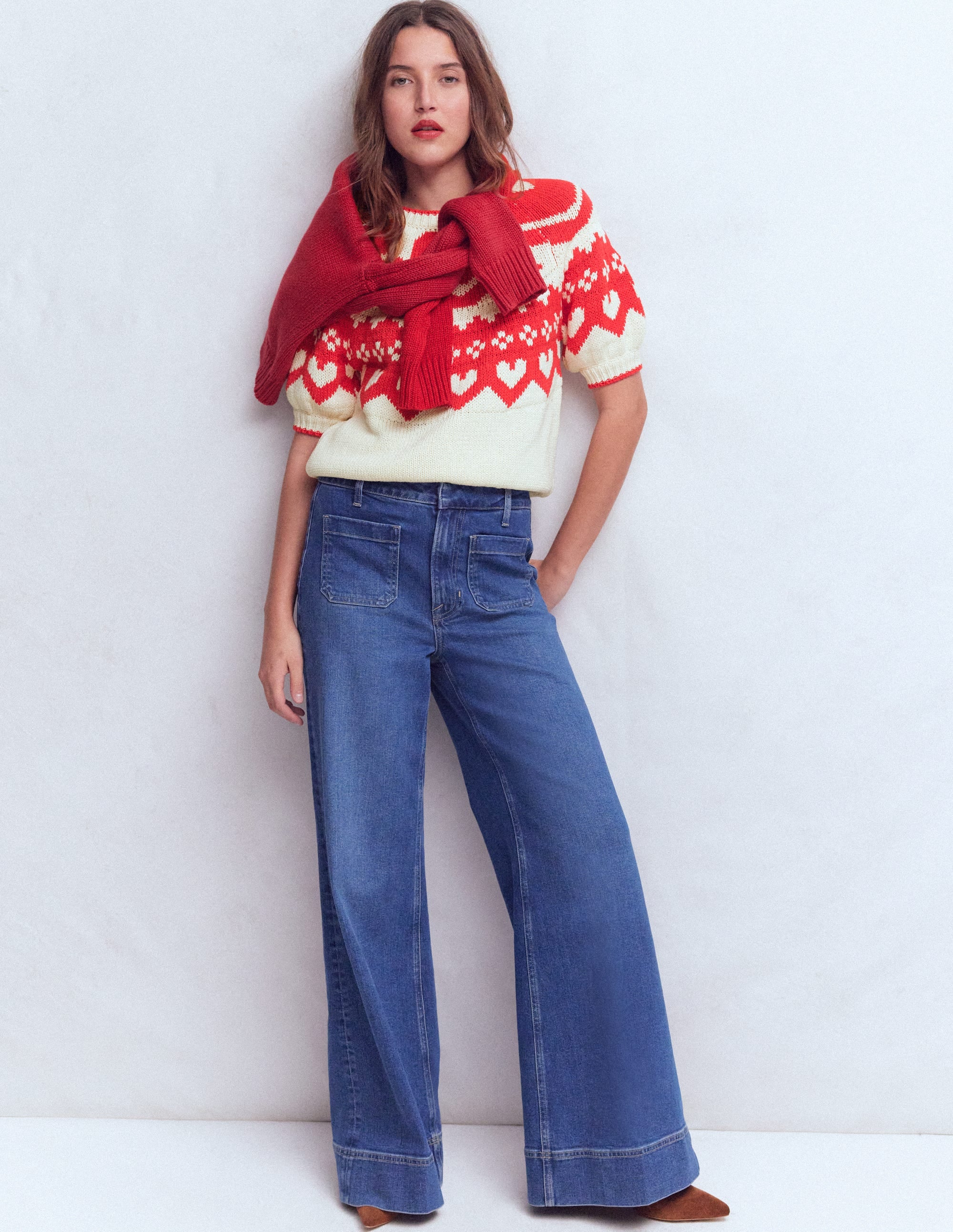 Margot Puff Sleeve T-Shirt-Warm Ivory Hearts - Image 4