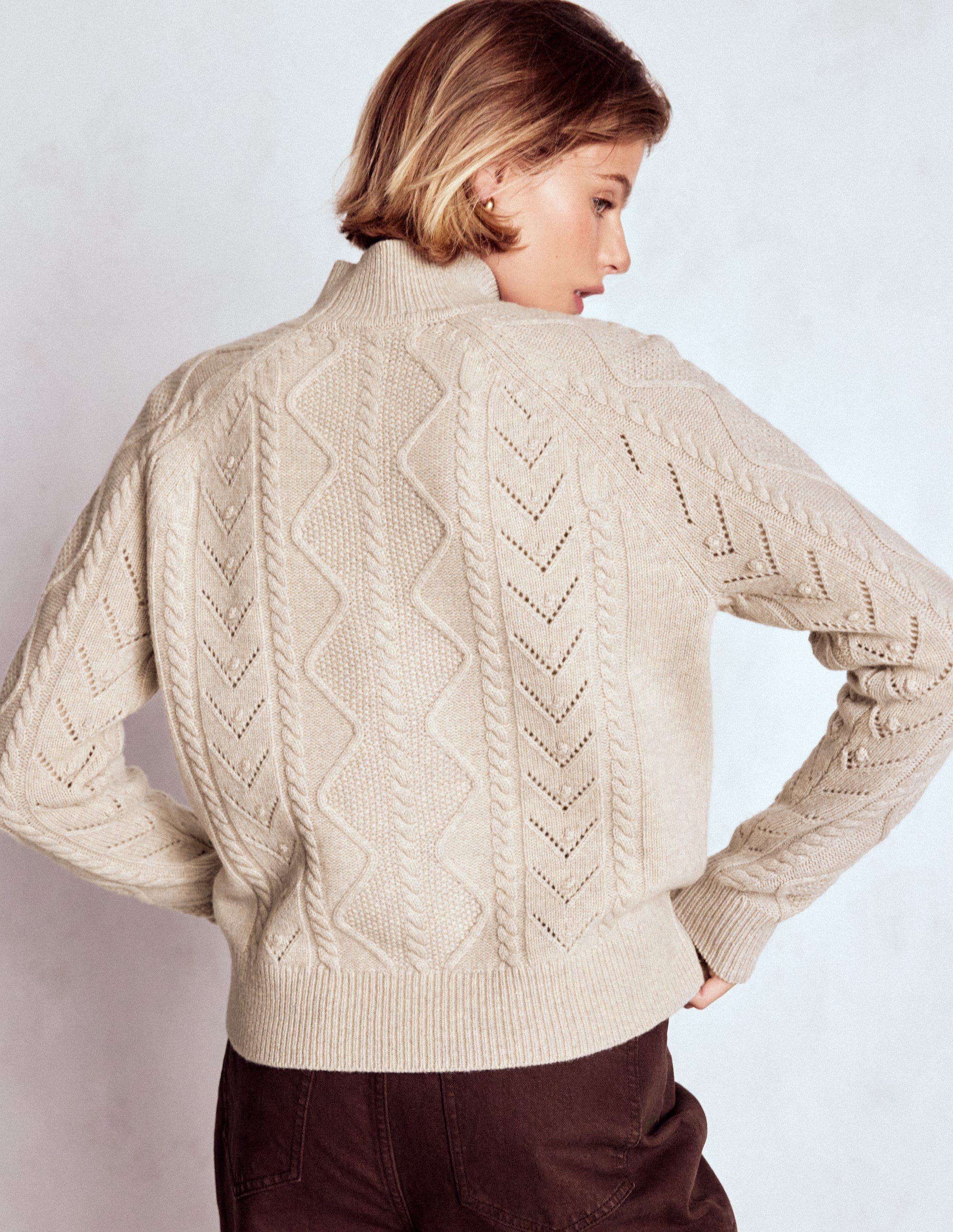 Marion Merino High Neck Jumper-Barley Cable - Image 3