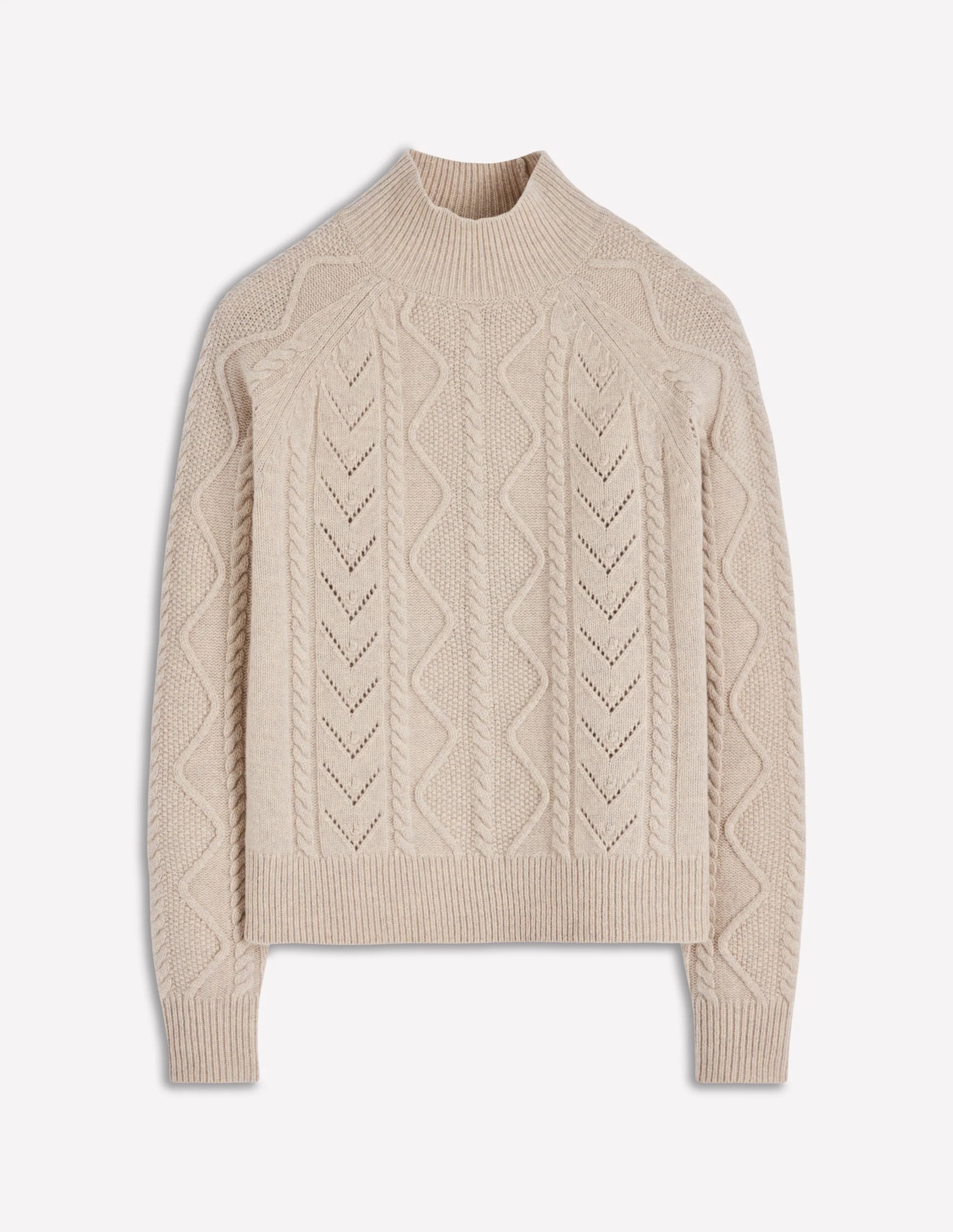 Marion Merino High Neck Jumper-Barley Cable - Image 7