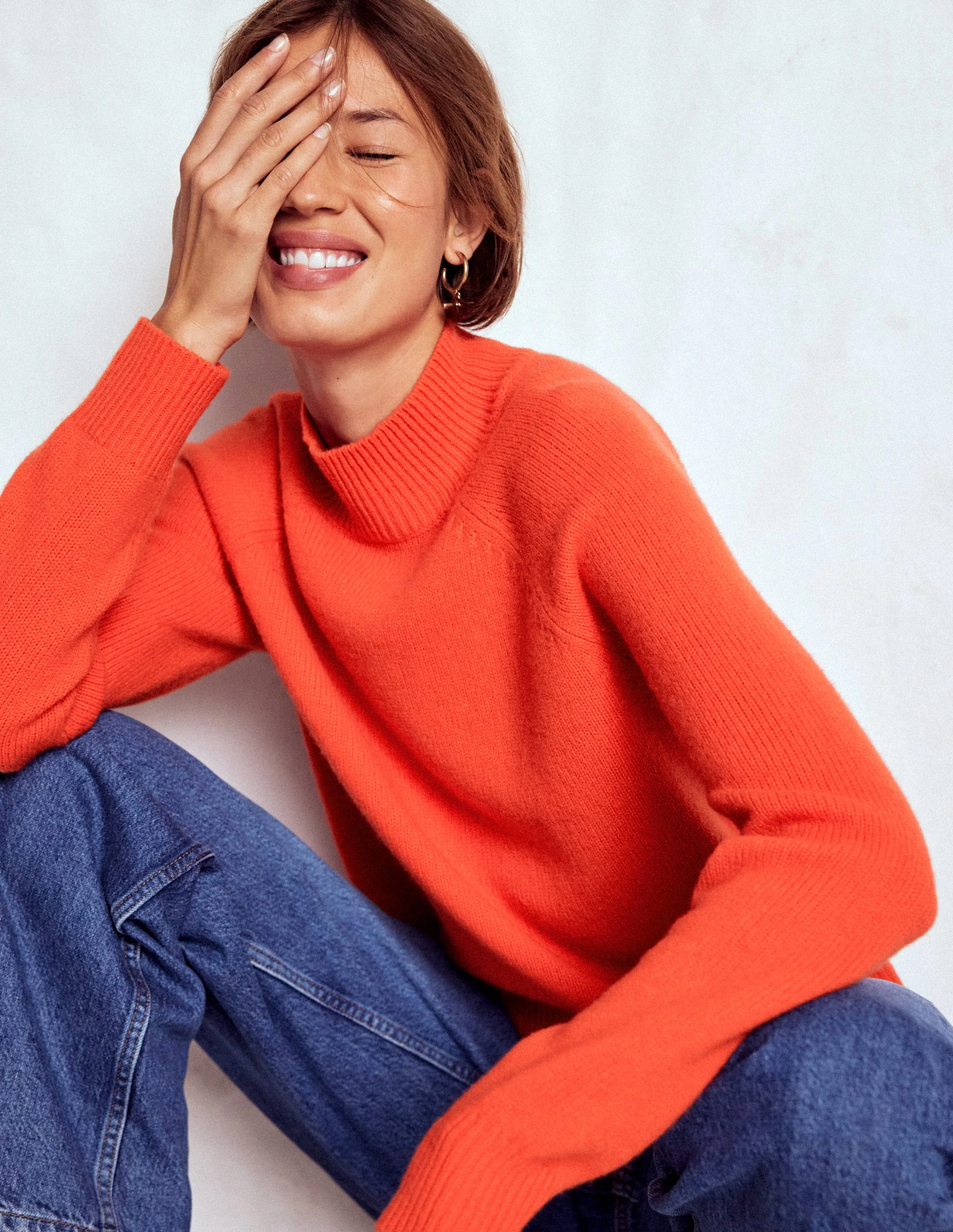 Marion Merino High Neck Jumper-Gladioli Orange - Image 6