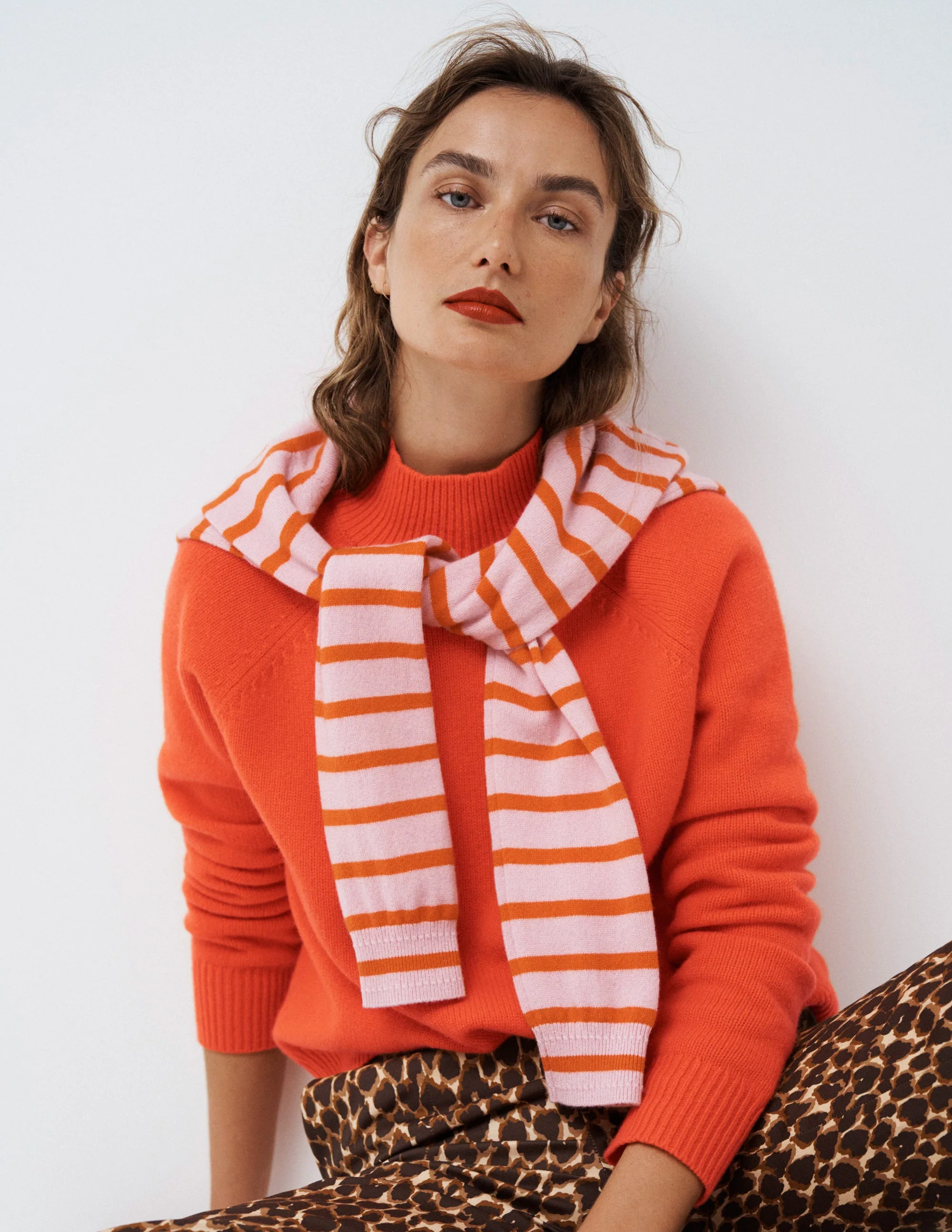 Marion Merino High Neck Jumper-Gladioli Orange - Image 7