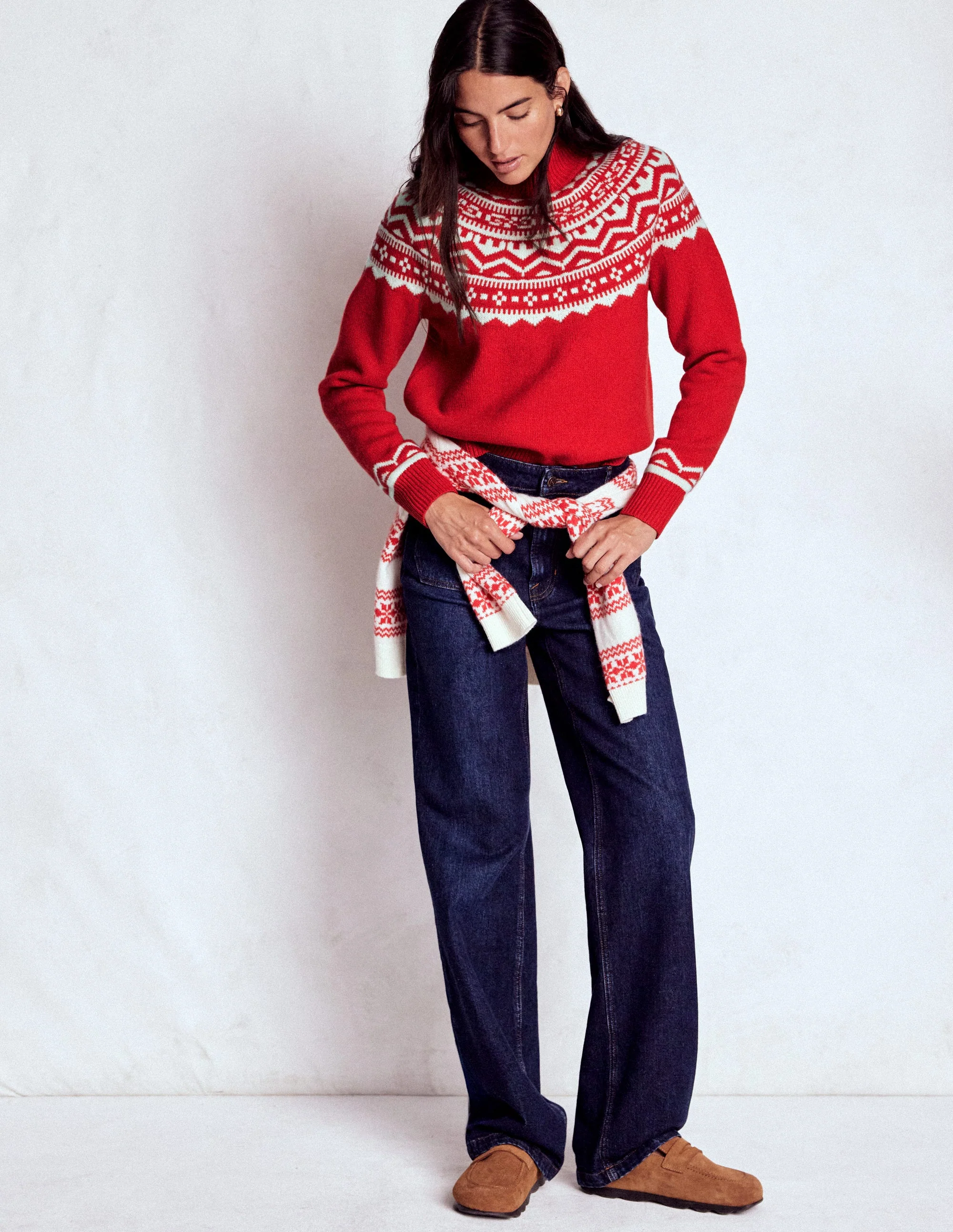 Marion Merino High Neck Jumper-Poppy Red Fair Isle - Image 4