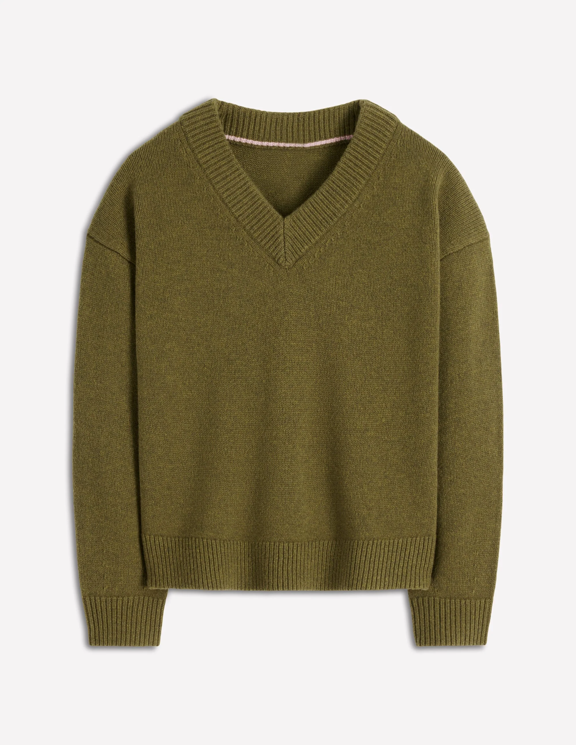 Marion Merino V-neck Jumper-Promenade Green Melange - Image 7