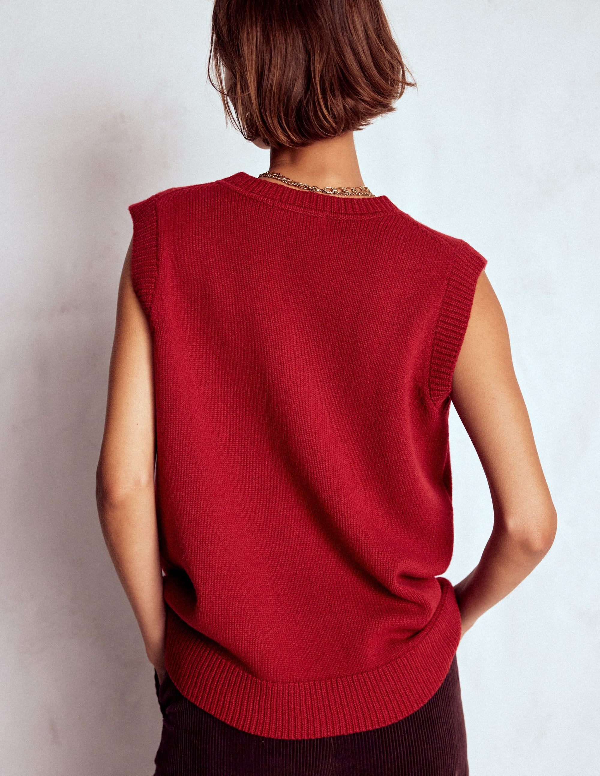 Marion Merino V-Neck Tank-Crimson Red - Image 3
